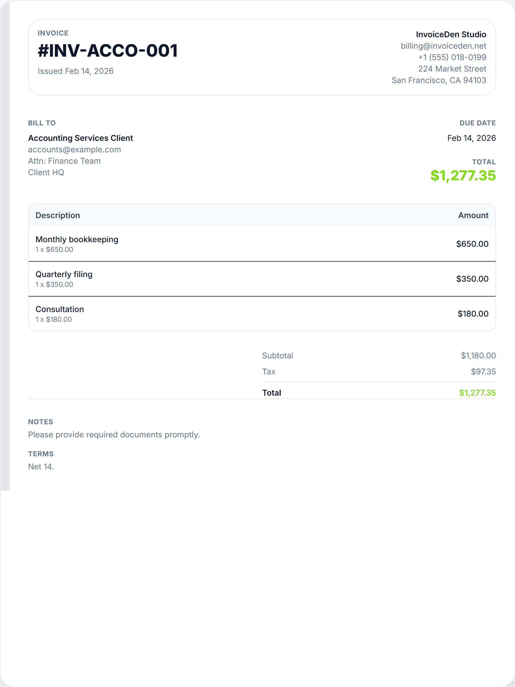 Accounting Services professional template preview