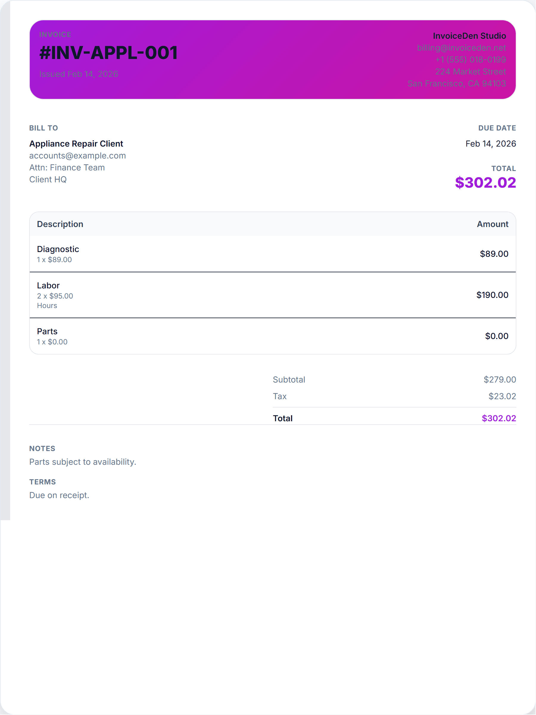 Appliance Repair professional template preview
