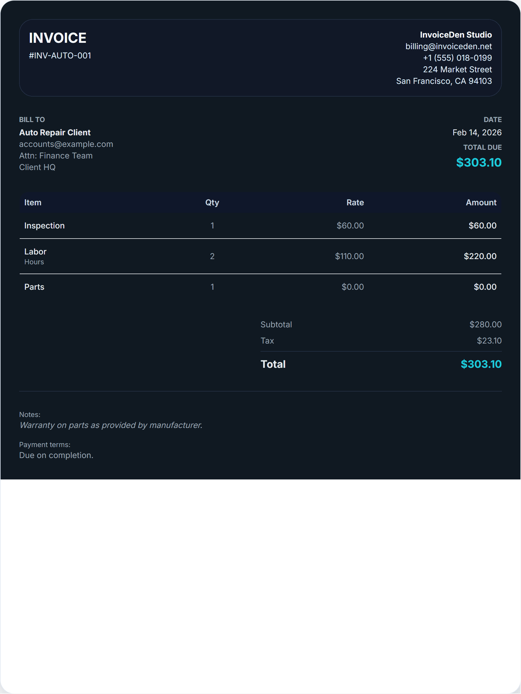 Auto Repair modern template preview