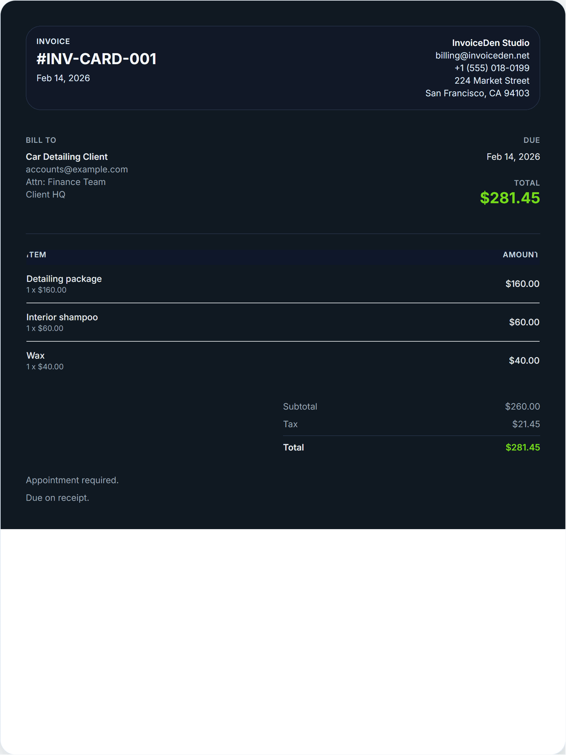 Car Detailing minimal template preview