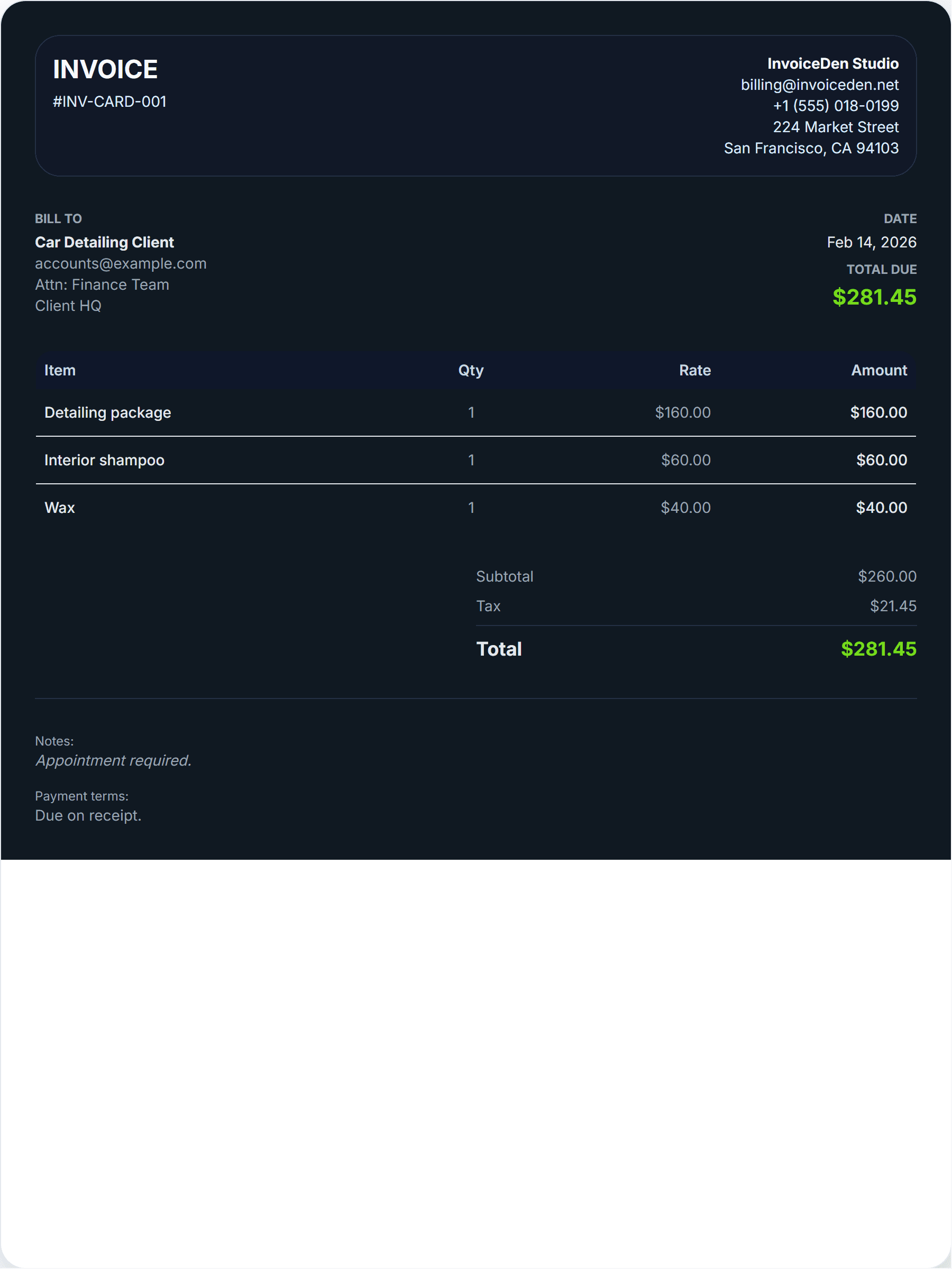 Car Detailing modern template preview