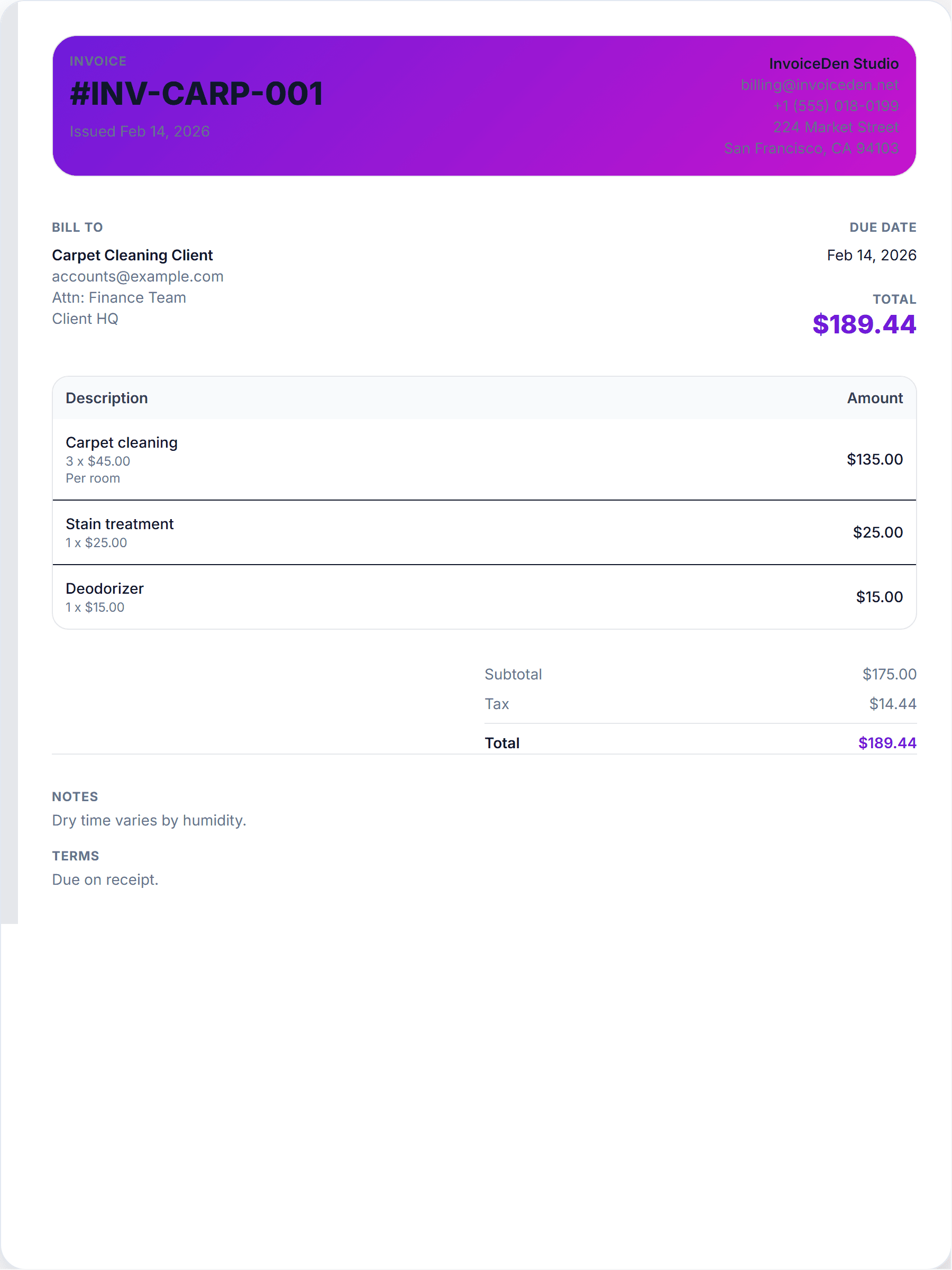 Carpet Cleaning professional template preview