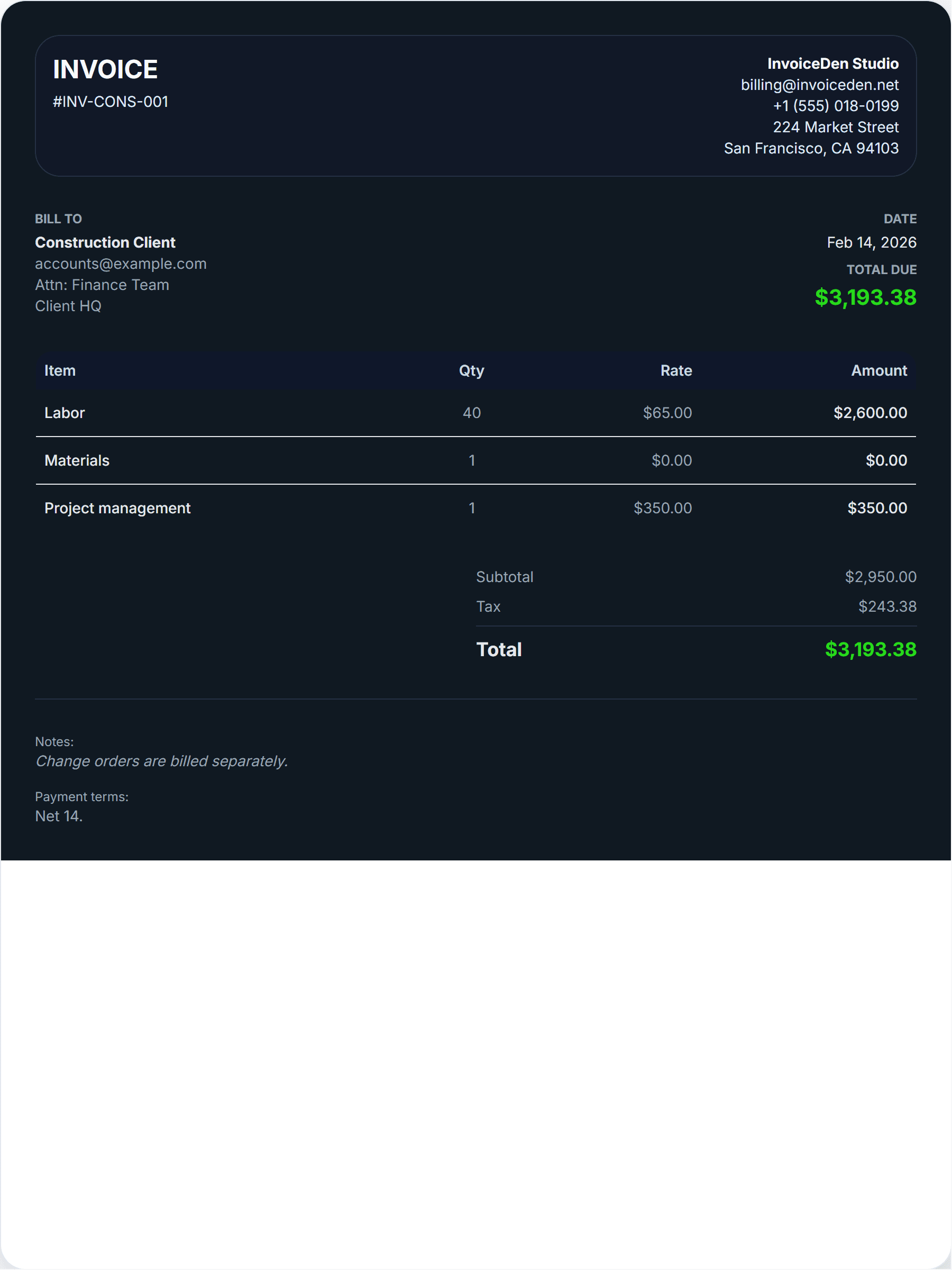 Construction modern template preview