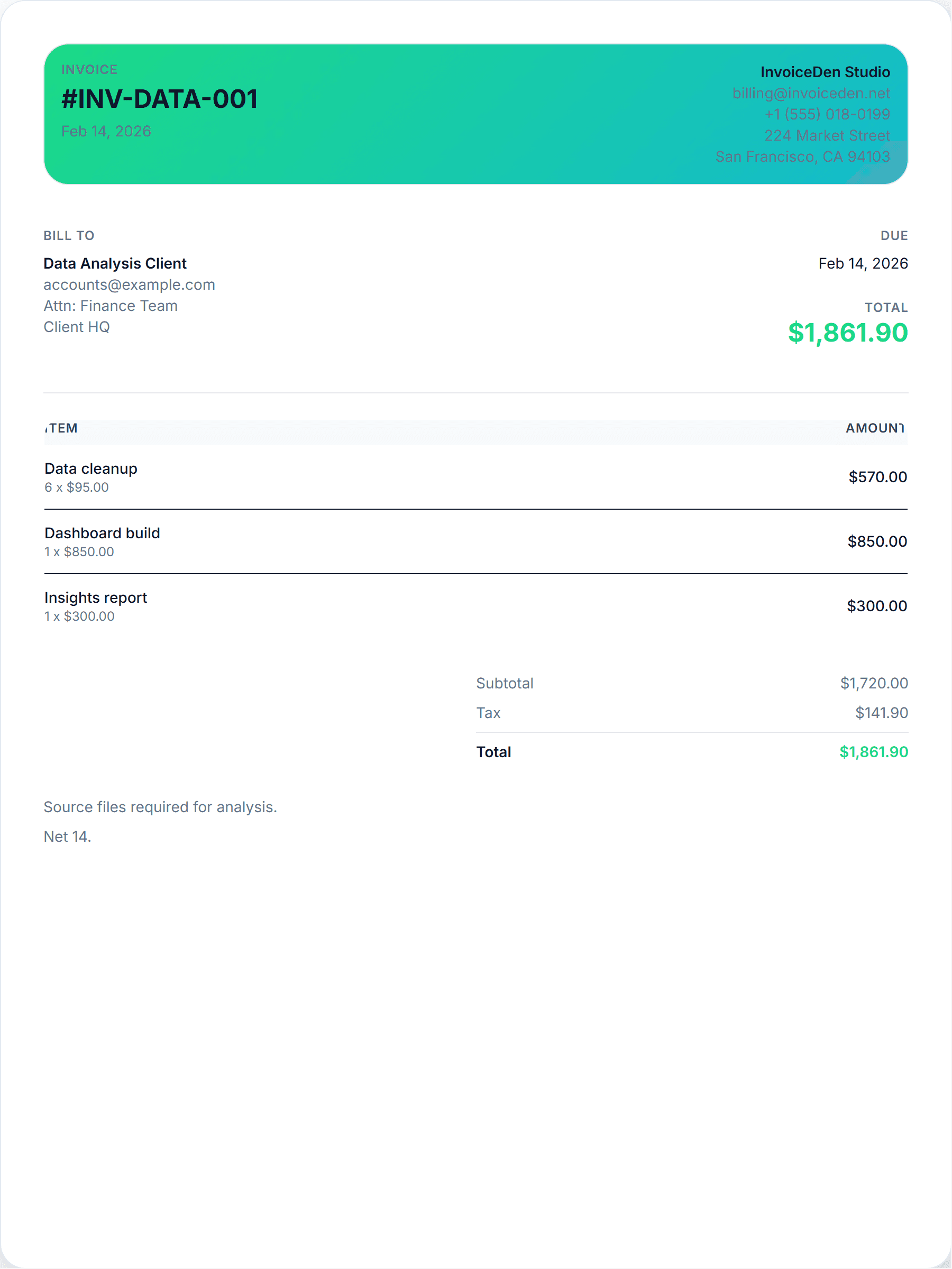 Data Analysis minimal template preview