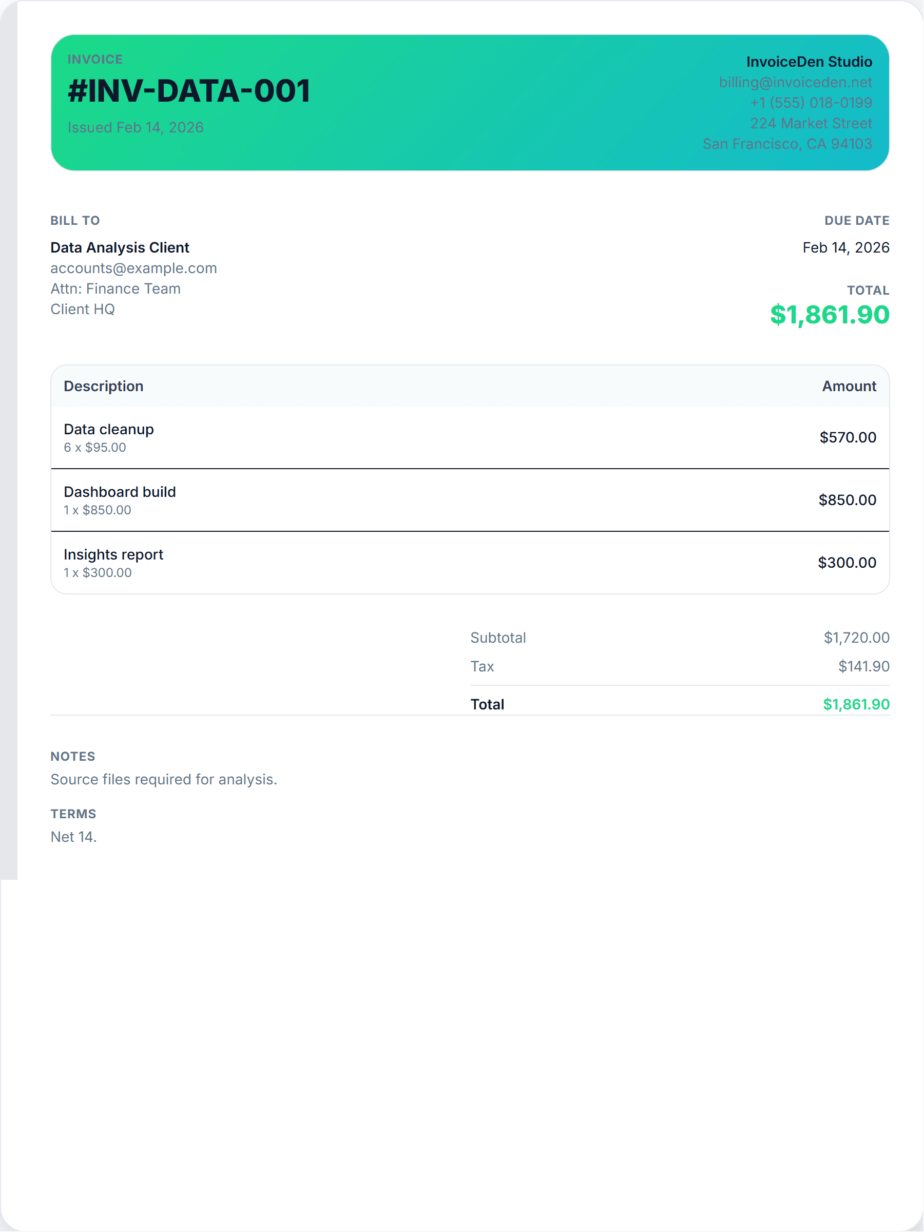 Data Analysis professional template preview
