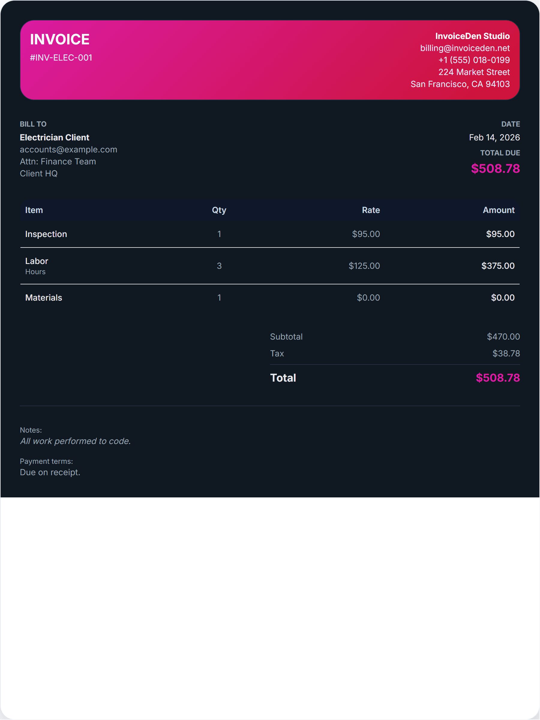 Electrician modern template preview