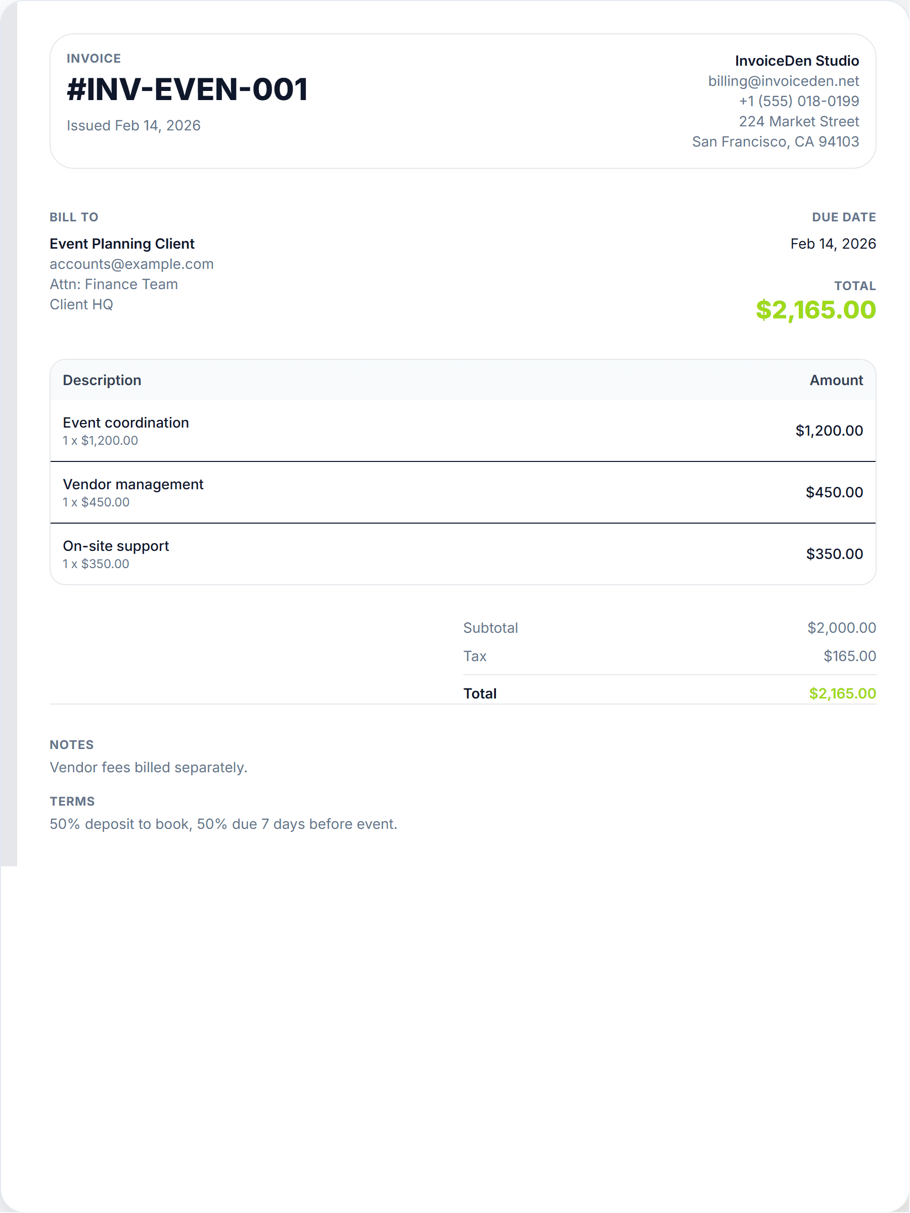 Event Planning professional template preview