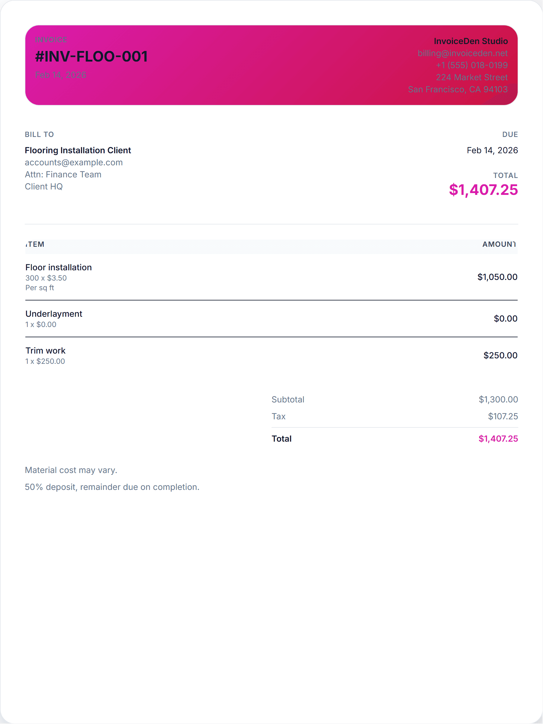 Flooring Installation minimal template preview