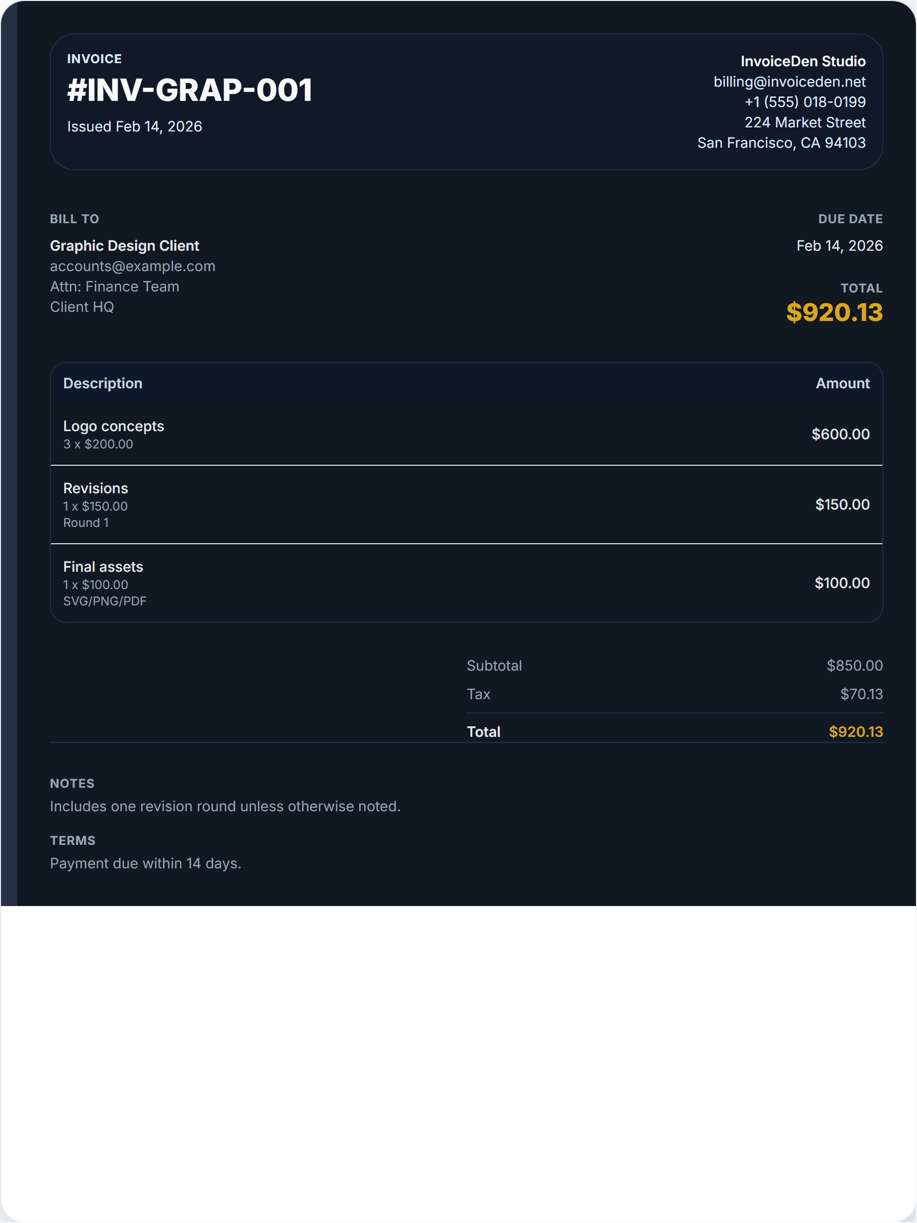Graphic Design professional template preview