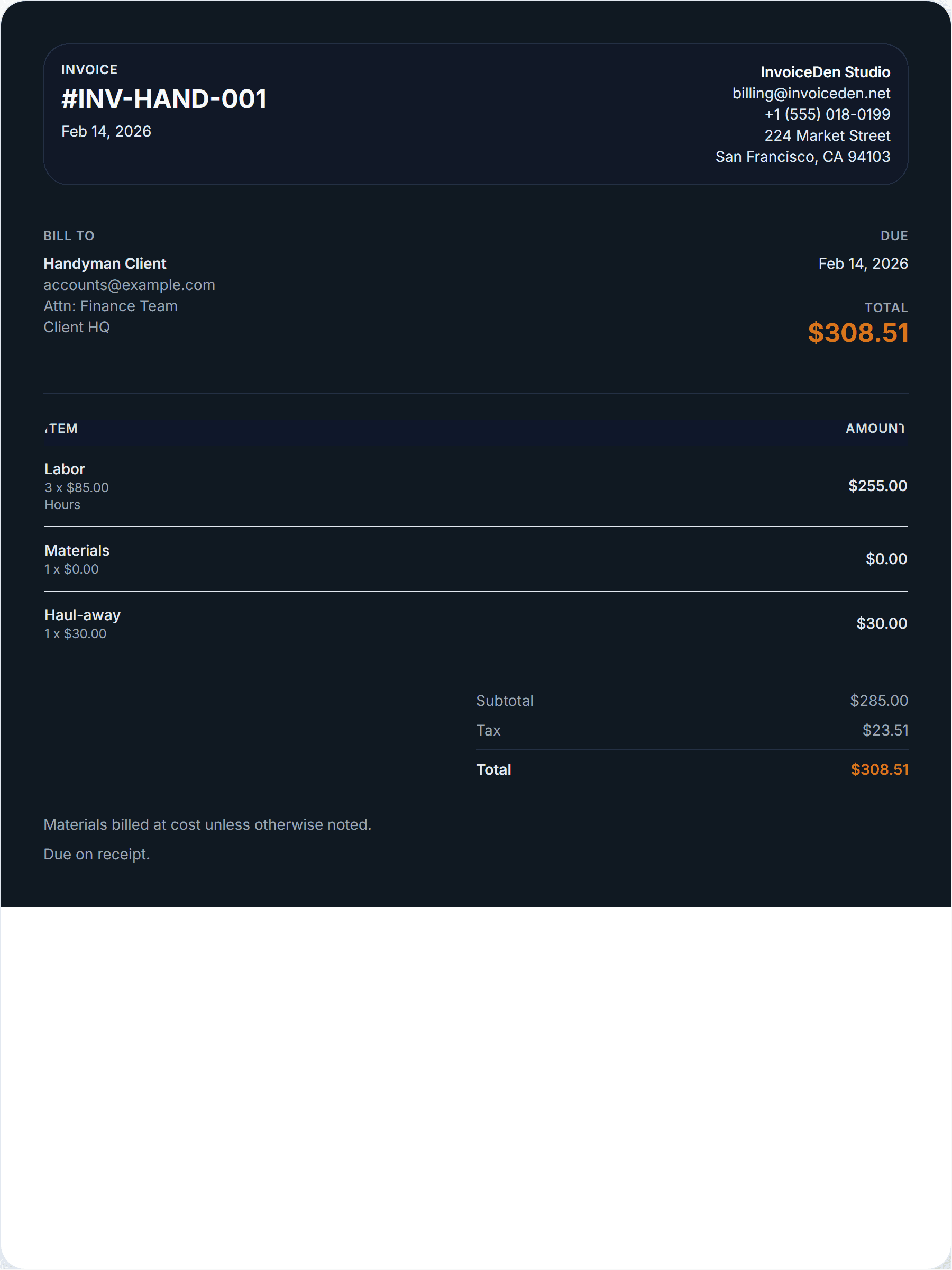 Handyman minimal template preview