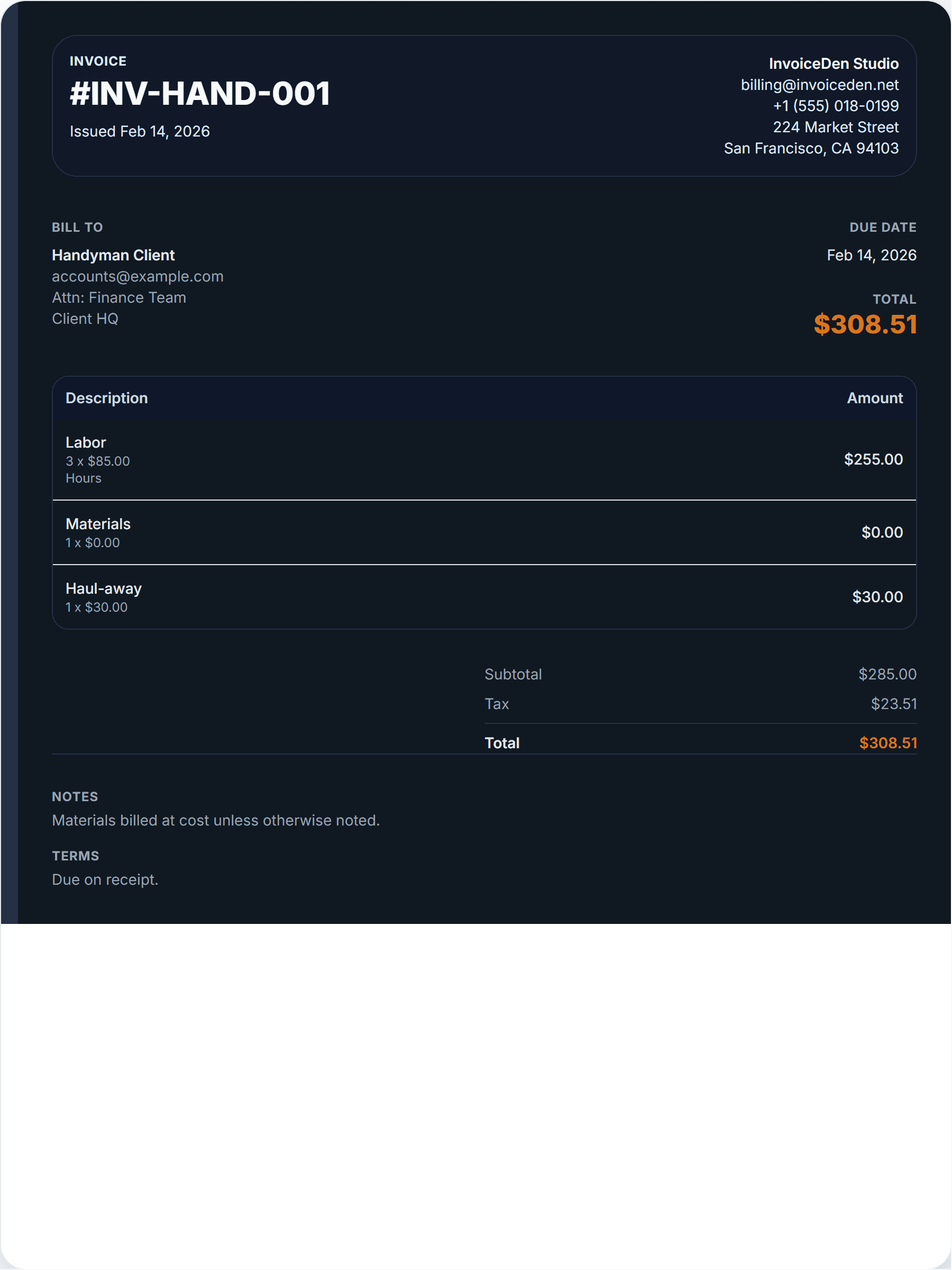 Handyman professional template preview