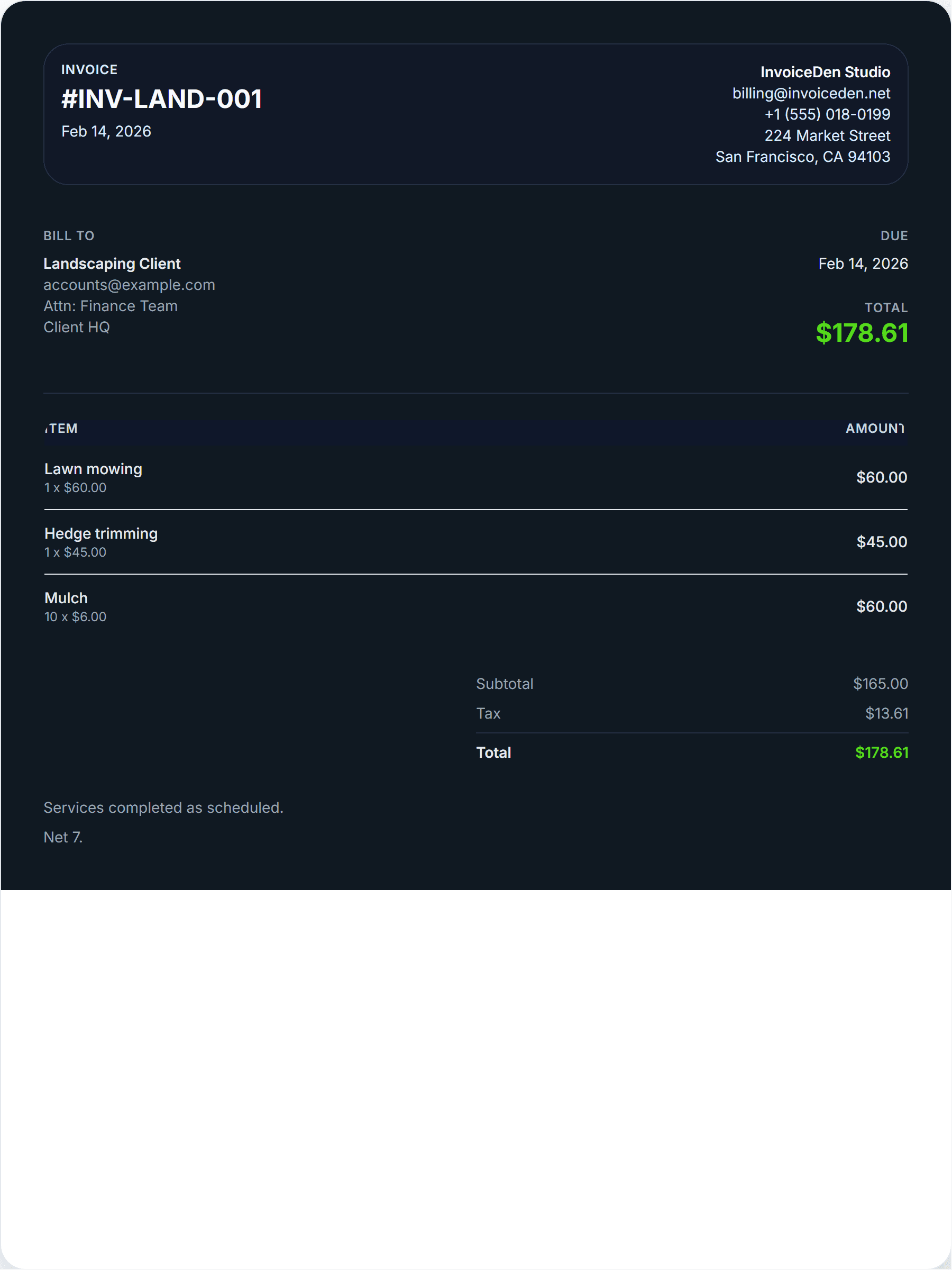Landscaping minimal template preview