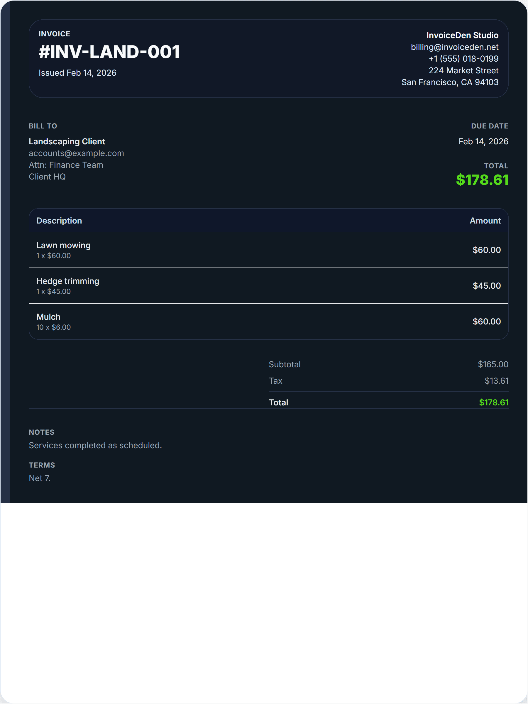 Landscaping professional template preview