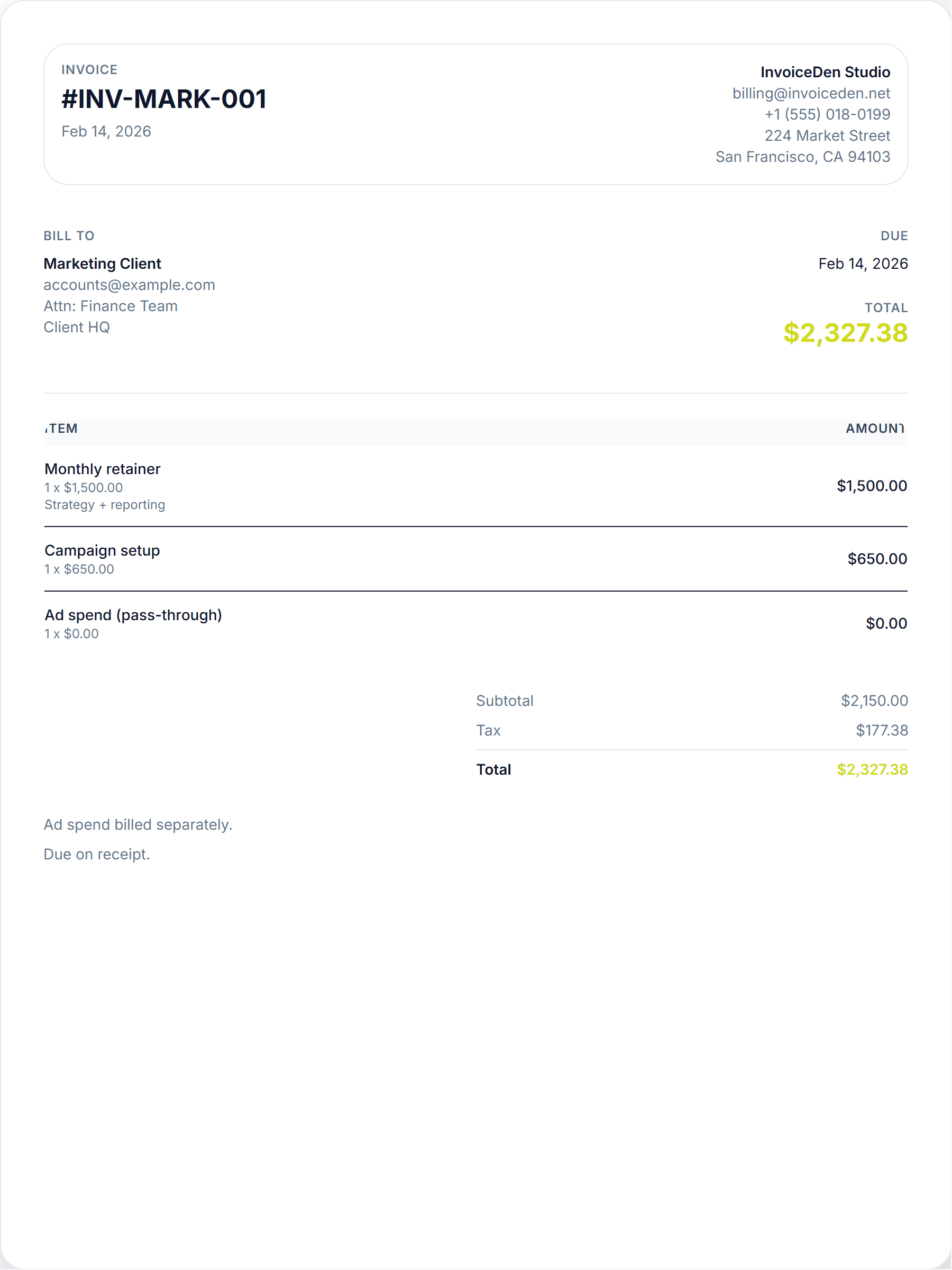 Marketing minimal template preview