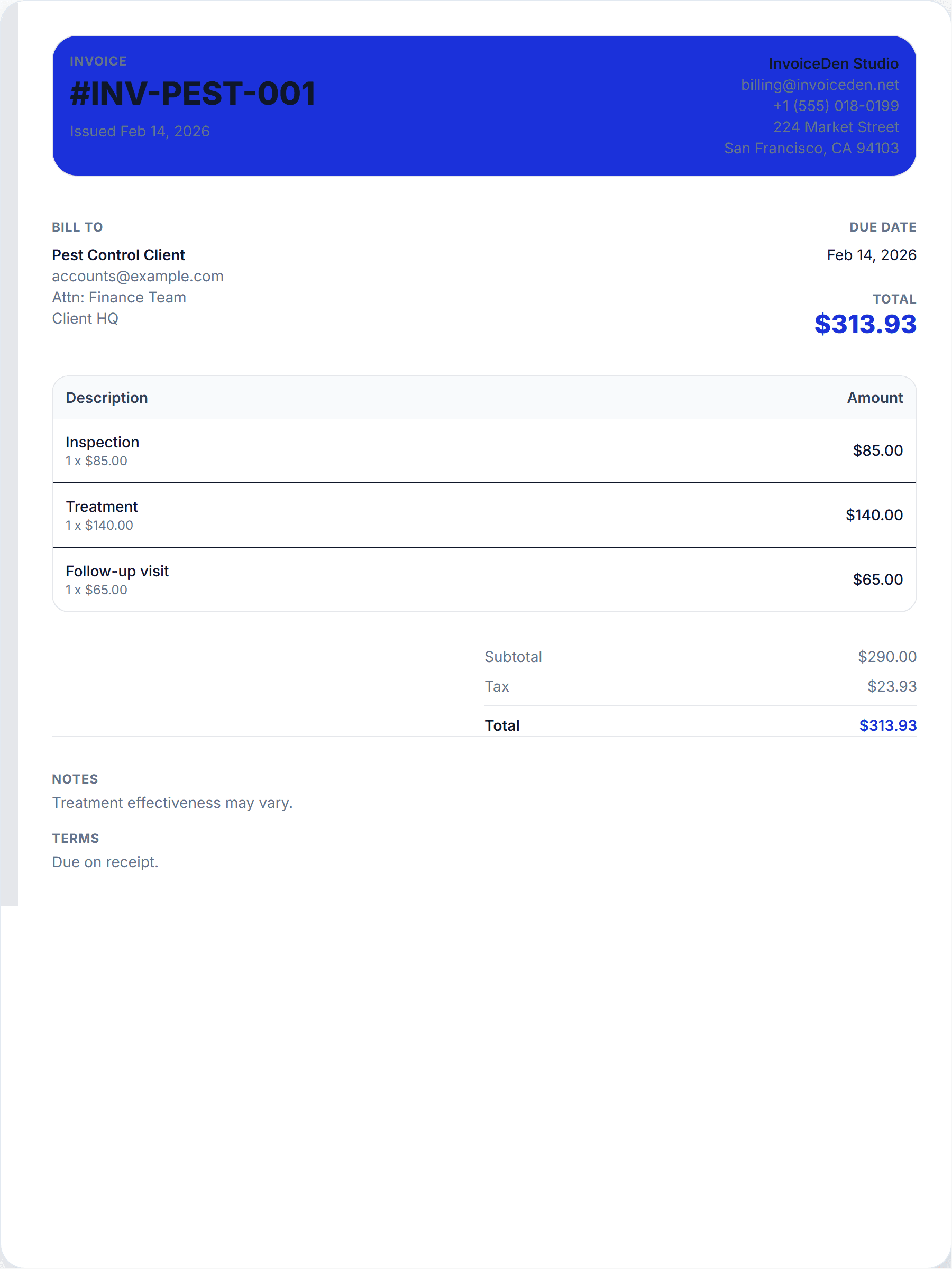 Pest Control professional template preview