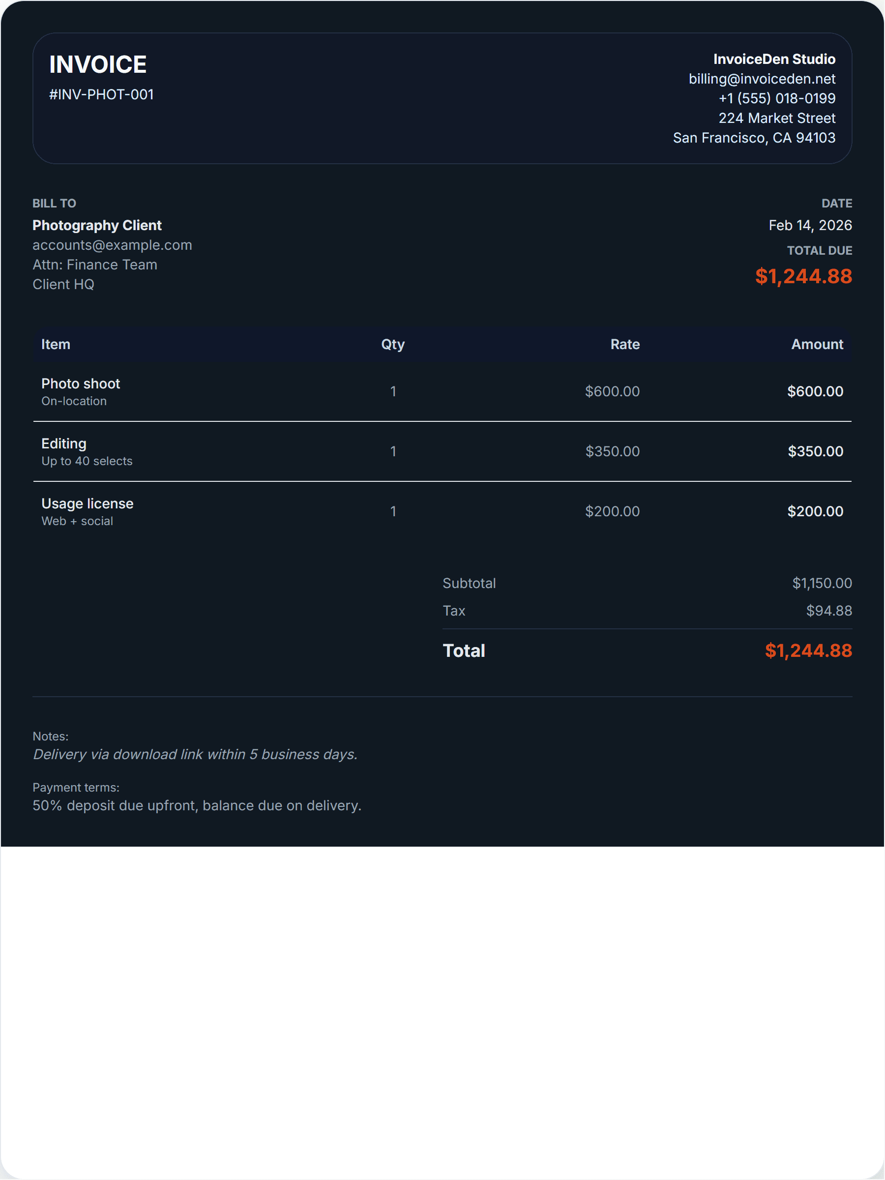 Photography modern template preview
