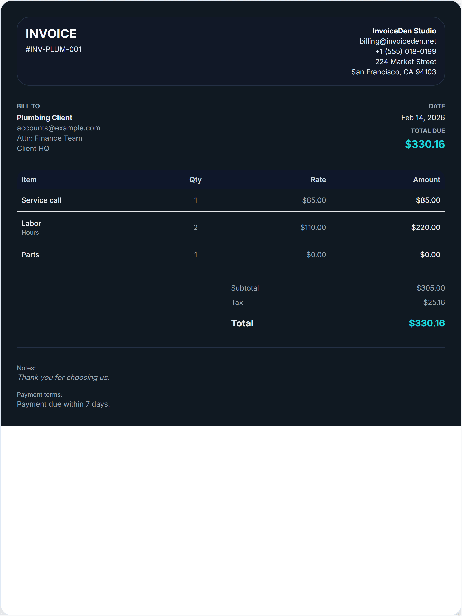 Plumbing modern template preview