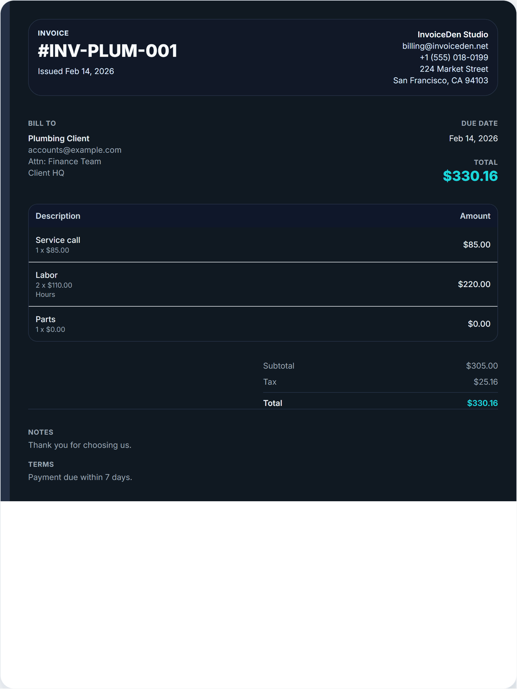 Plumbing professional template preview