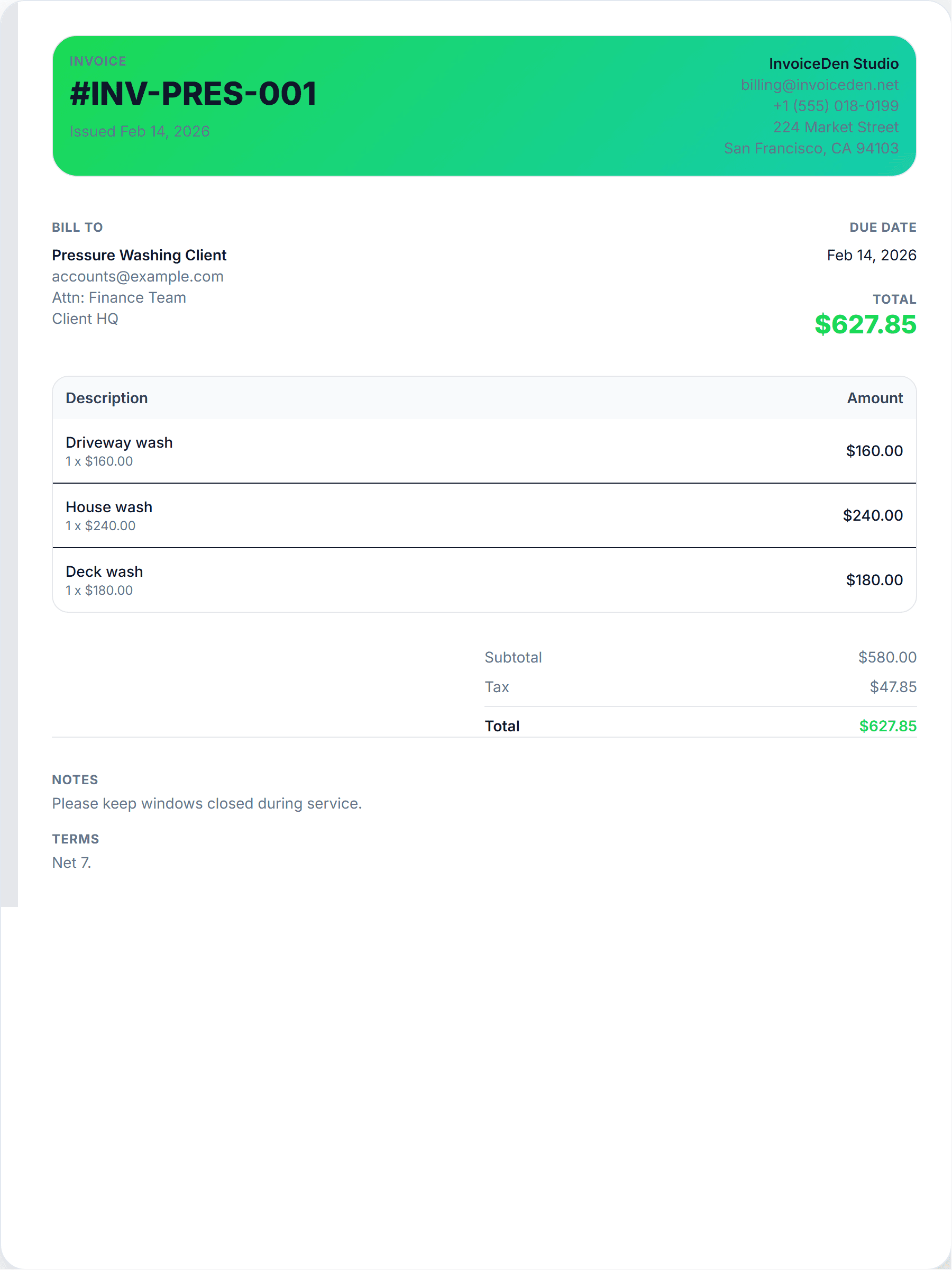 Pressure Washing professional template preview