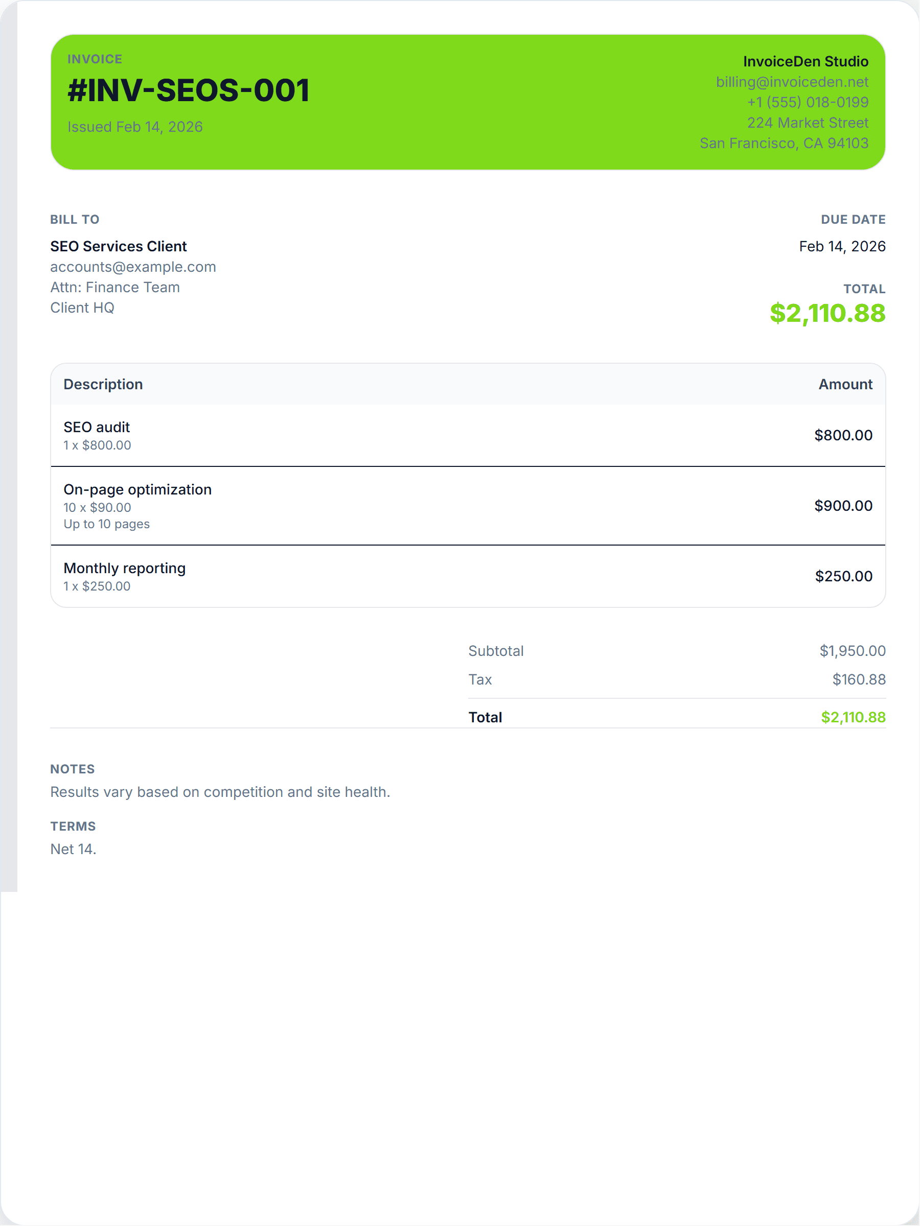 SEO Services professional template preview