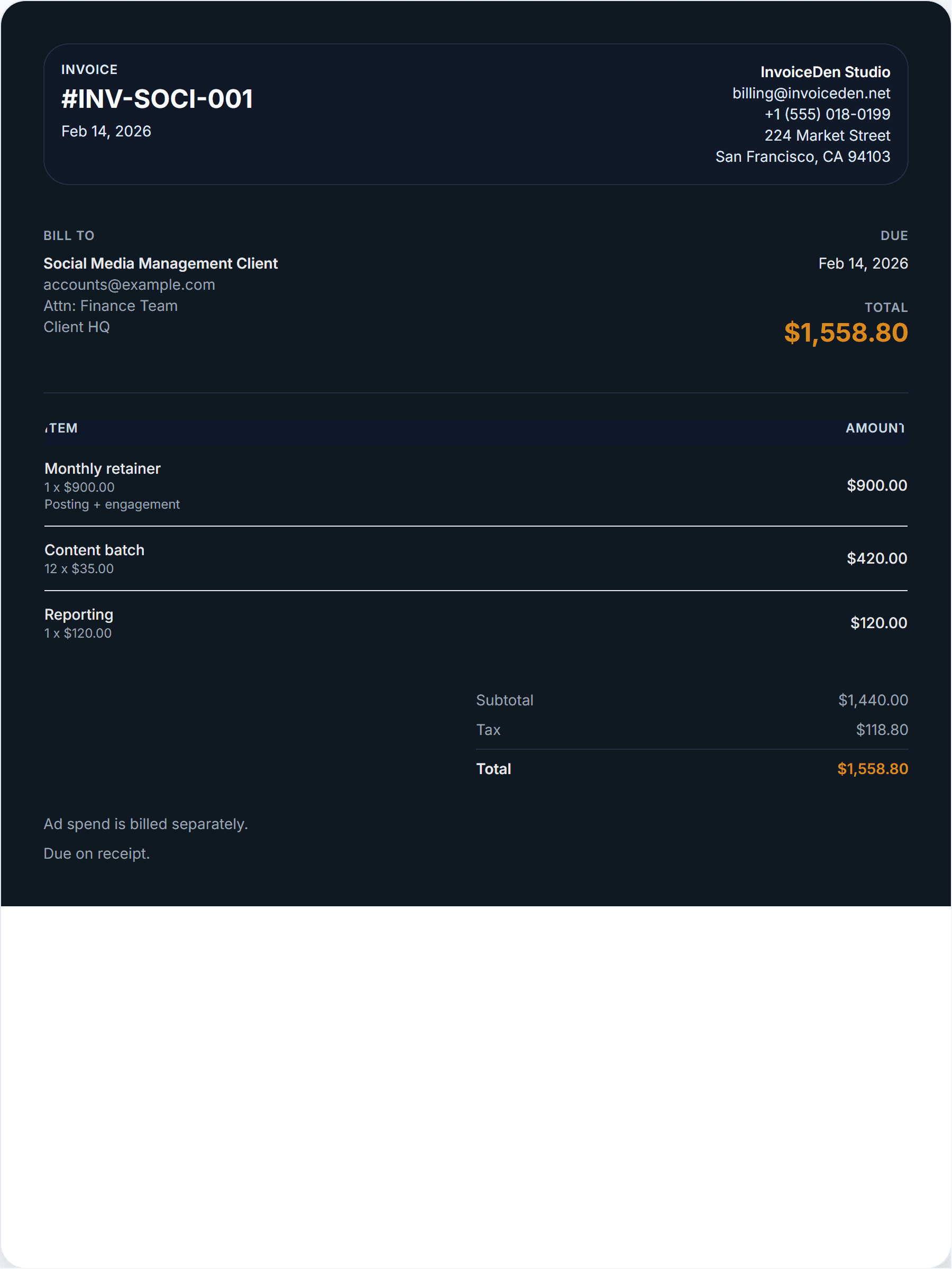 Social Media Management minimal template preview