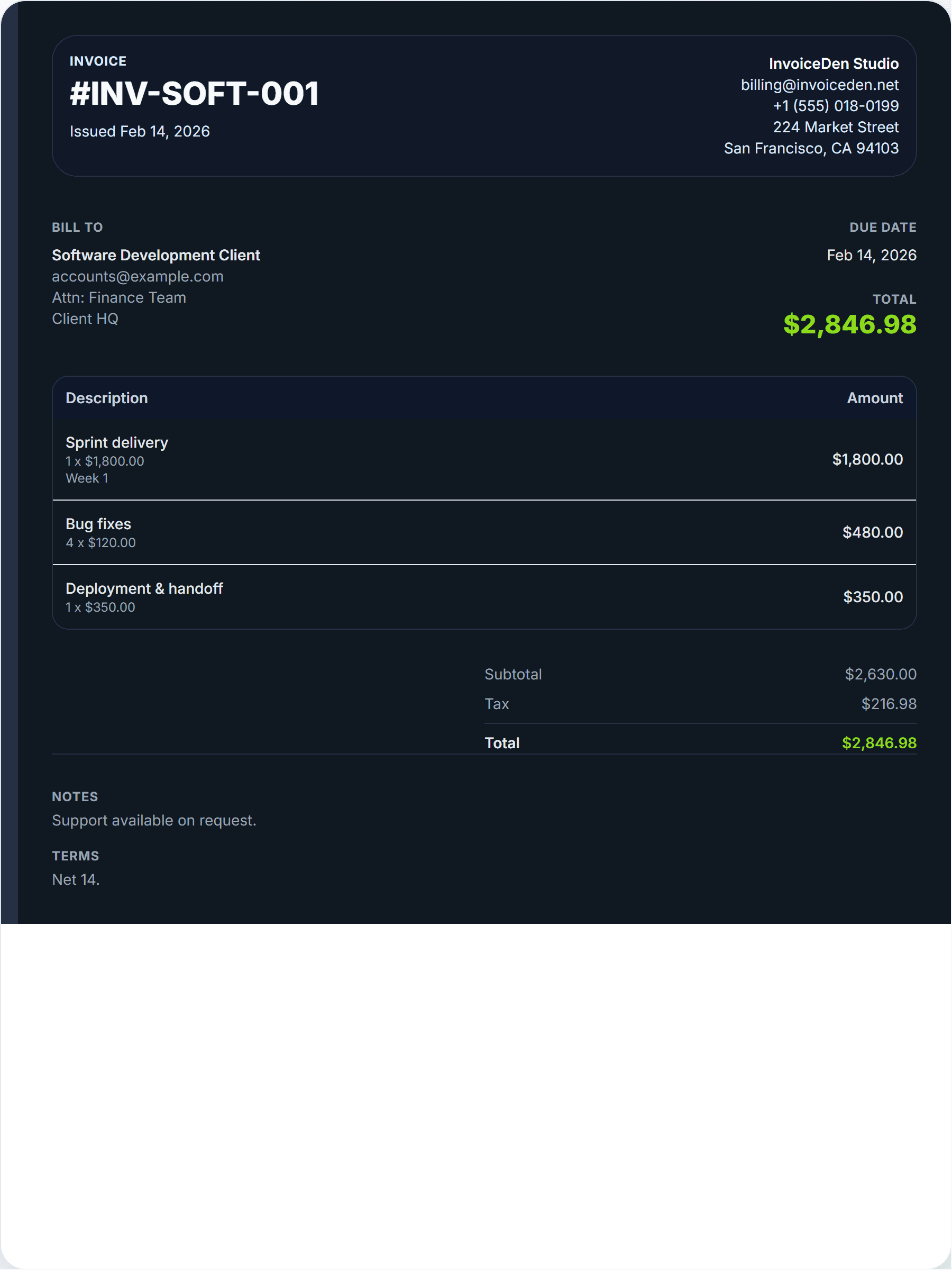 Software Development professional template preview