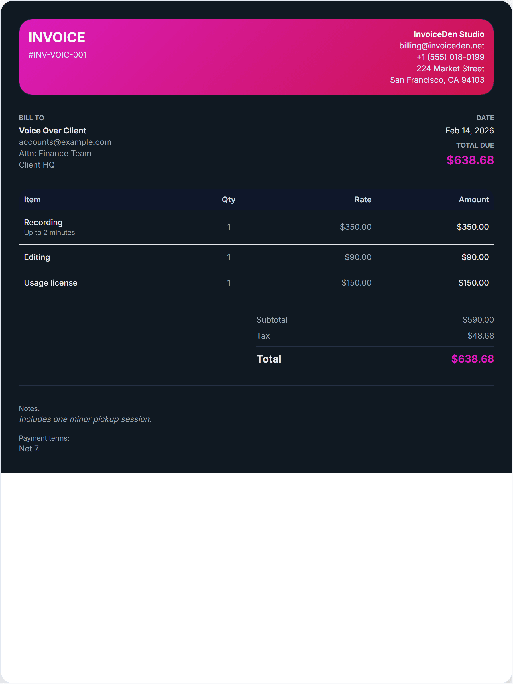 Voice Over modern template preview