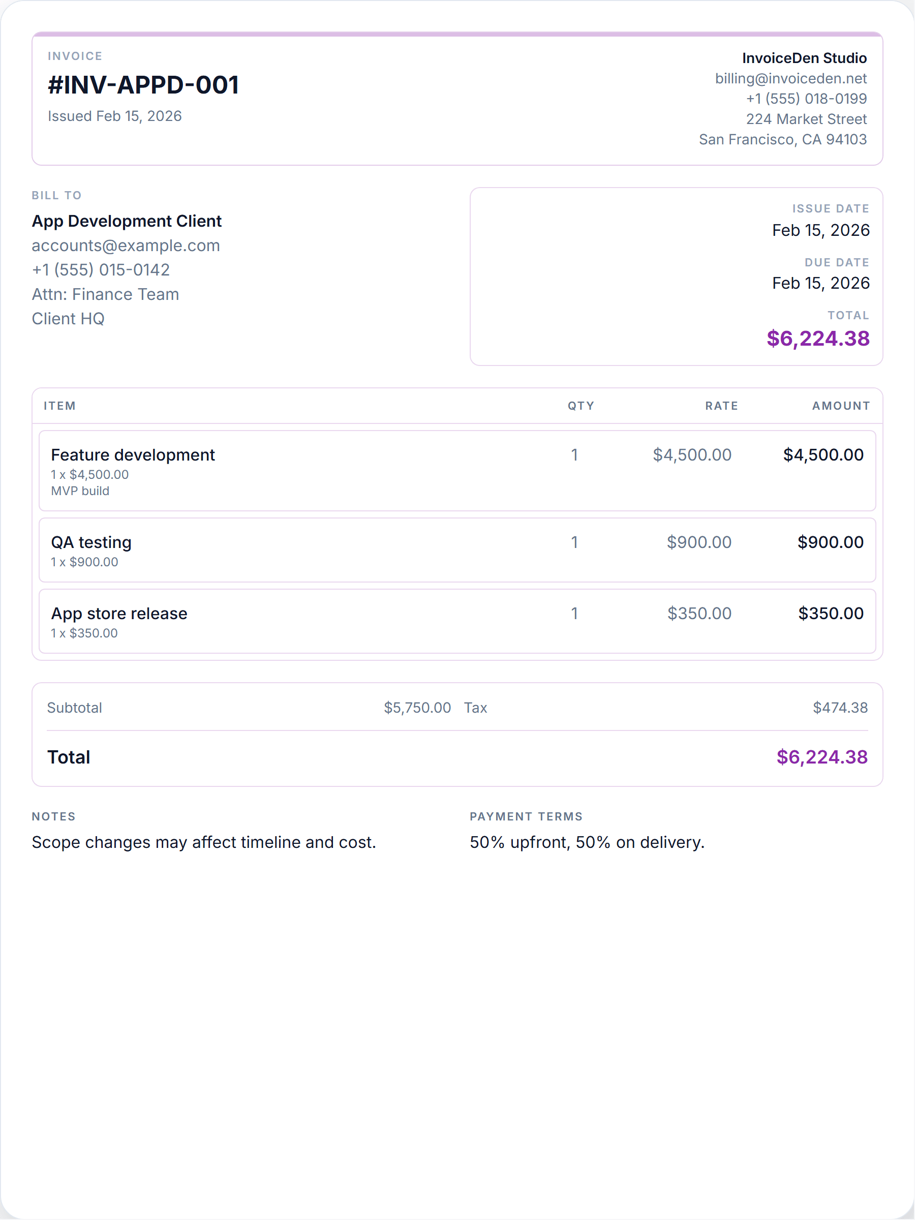 App Development minimal template preview