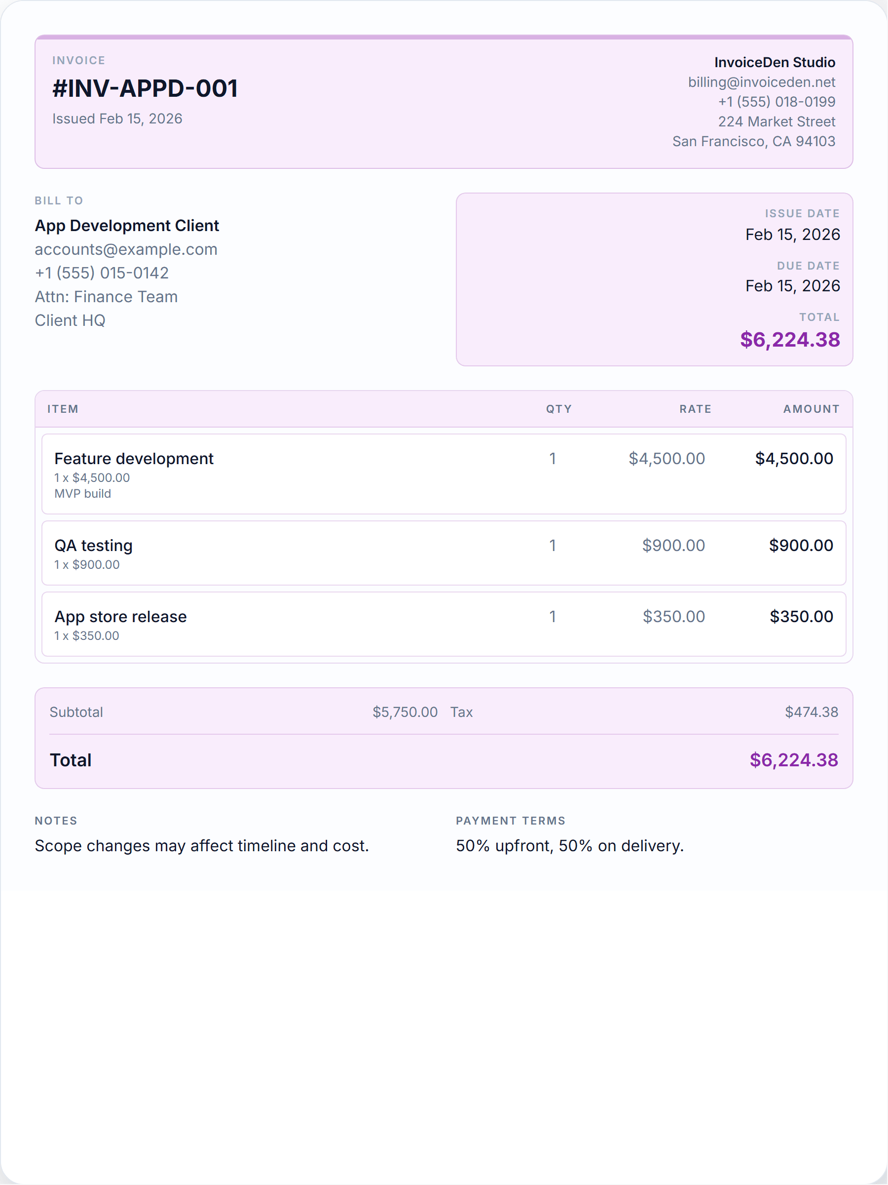 App Development modern template preview