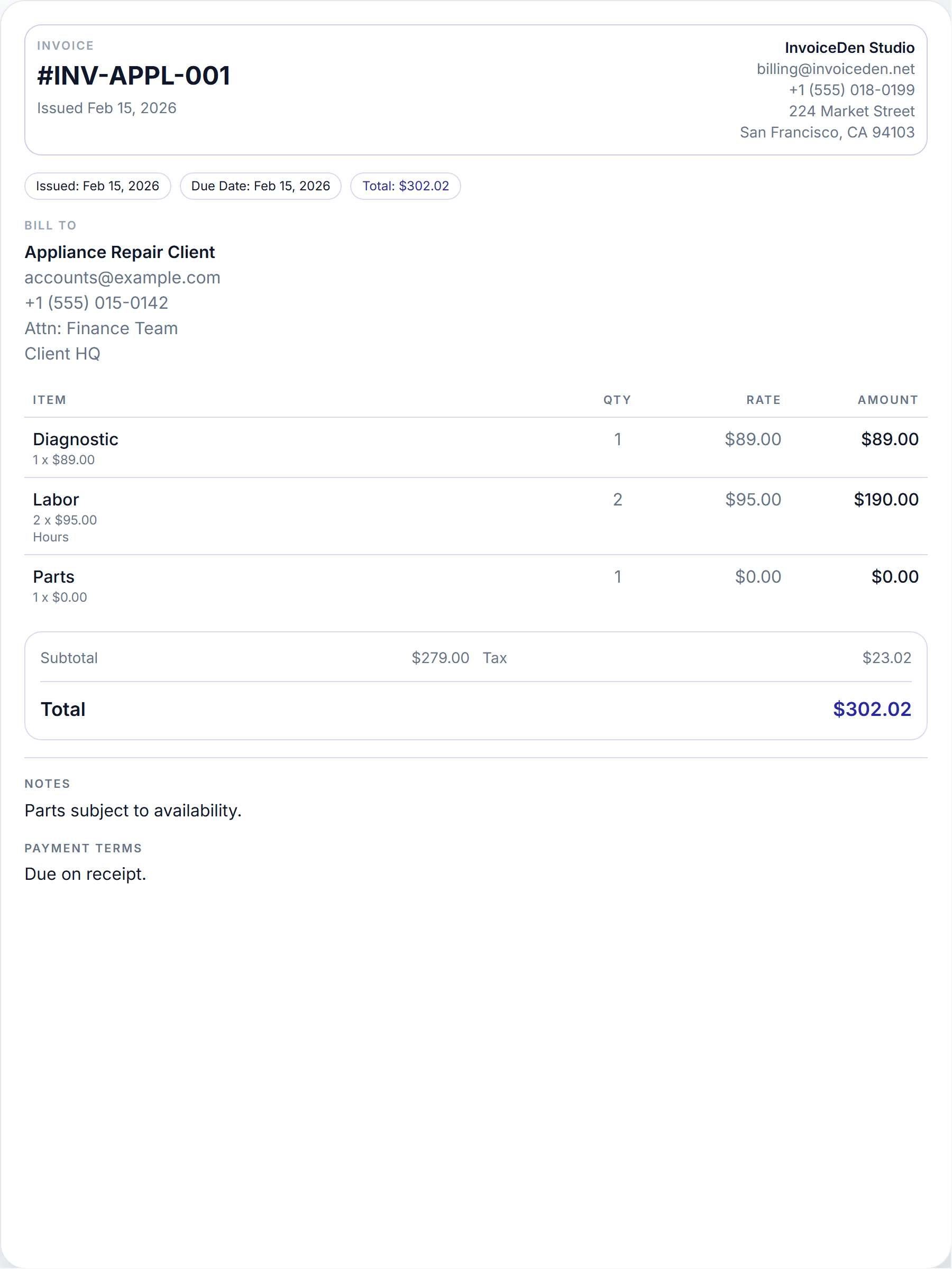 Appliance Repair minimal template preview