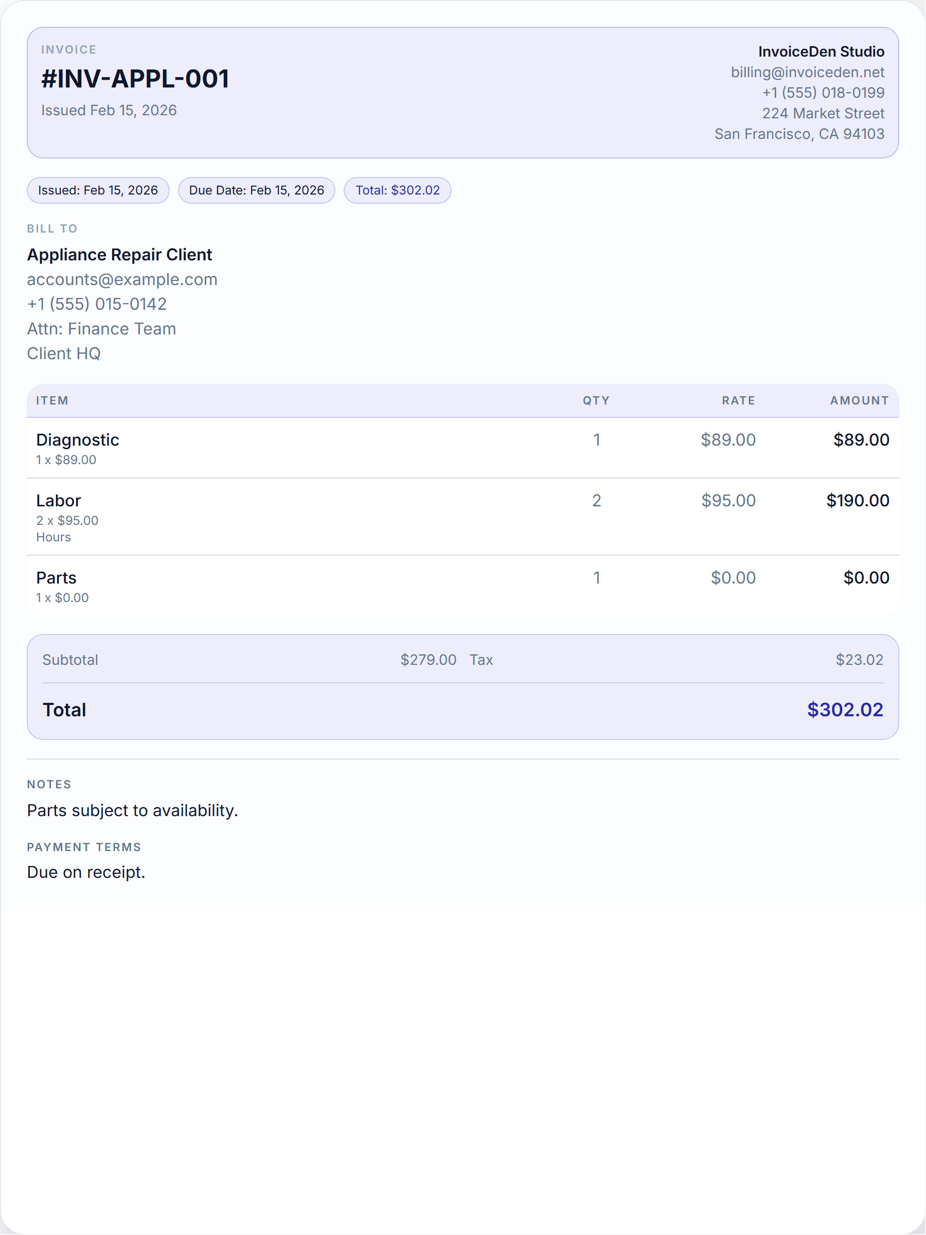 Appliance Repair modern template preview