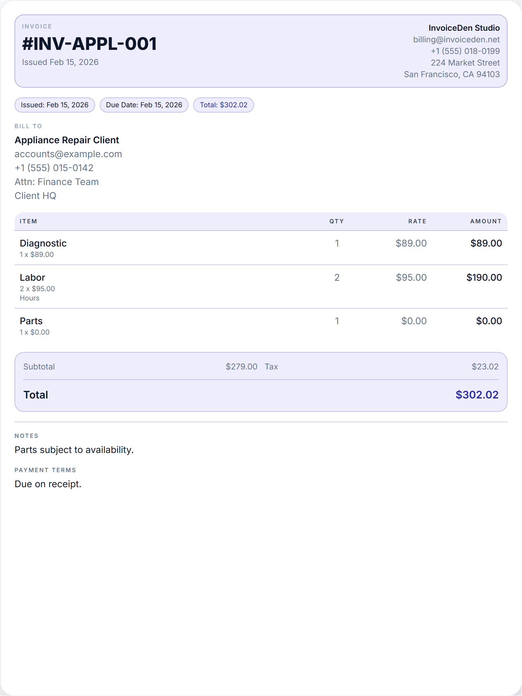 Appliance Repair professional template preview