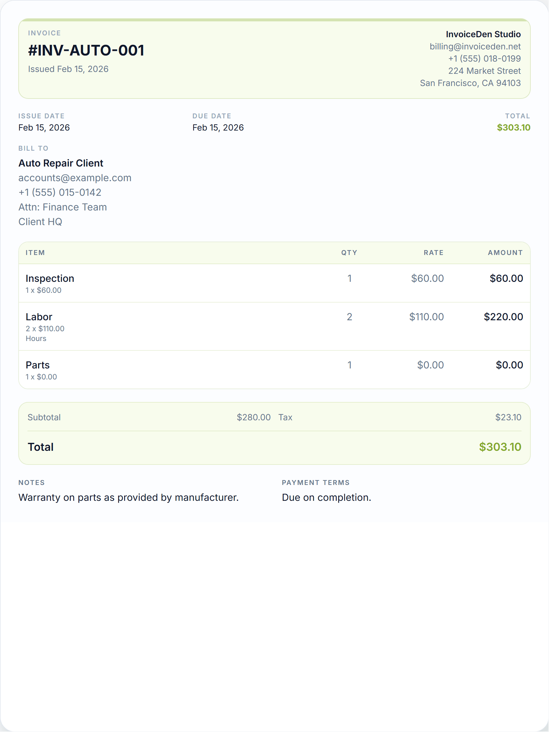 Auto Repair modern template preview