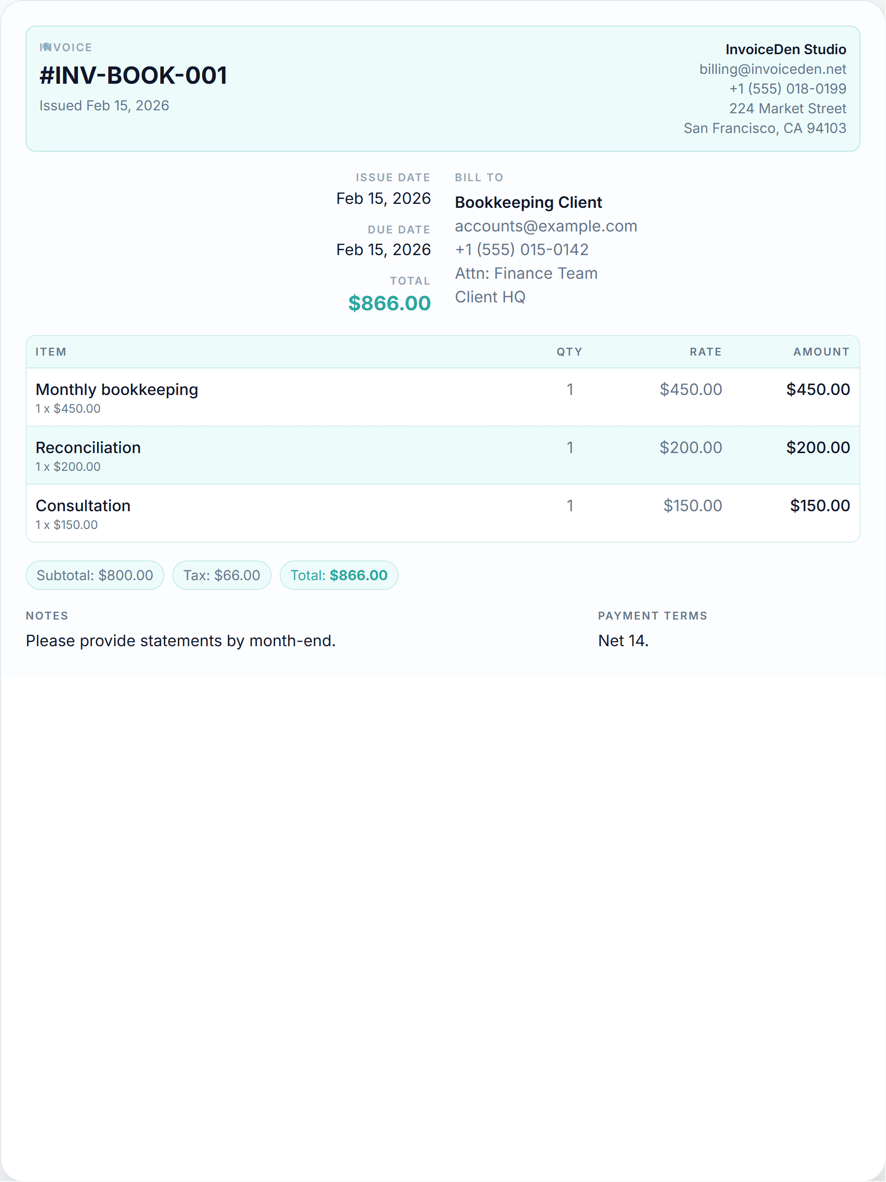 Bookkeeping modern template preview