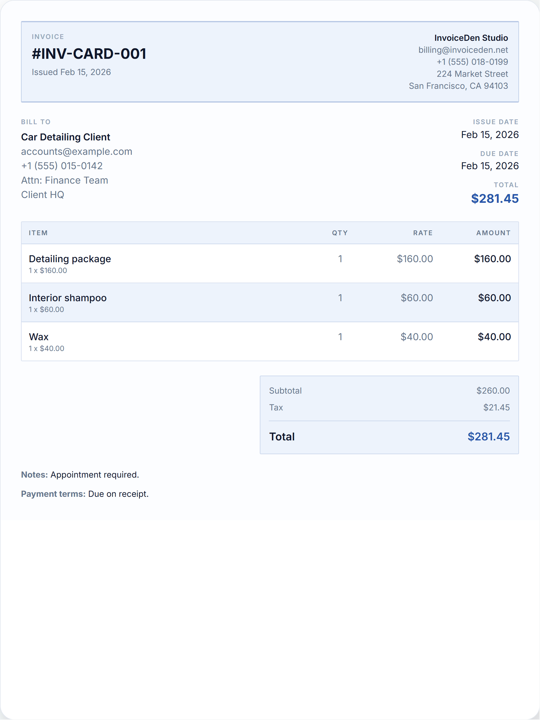 Car Detailing modern template preview