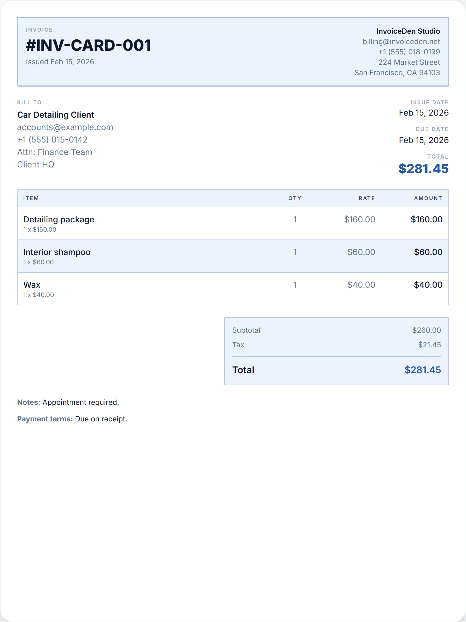 Car Detailing professional template preview