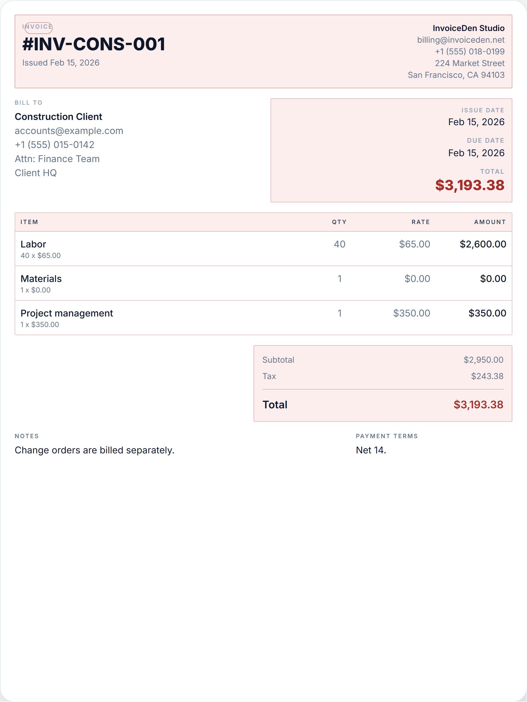 Construction professional template preview
