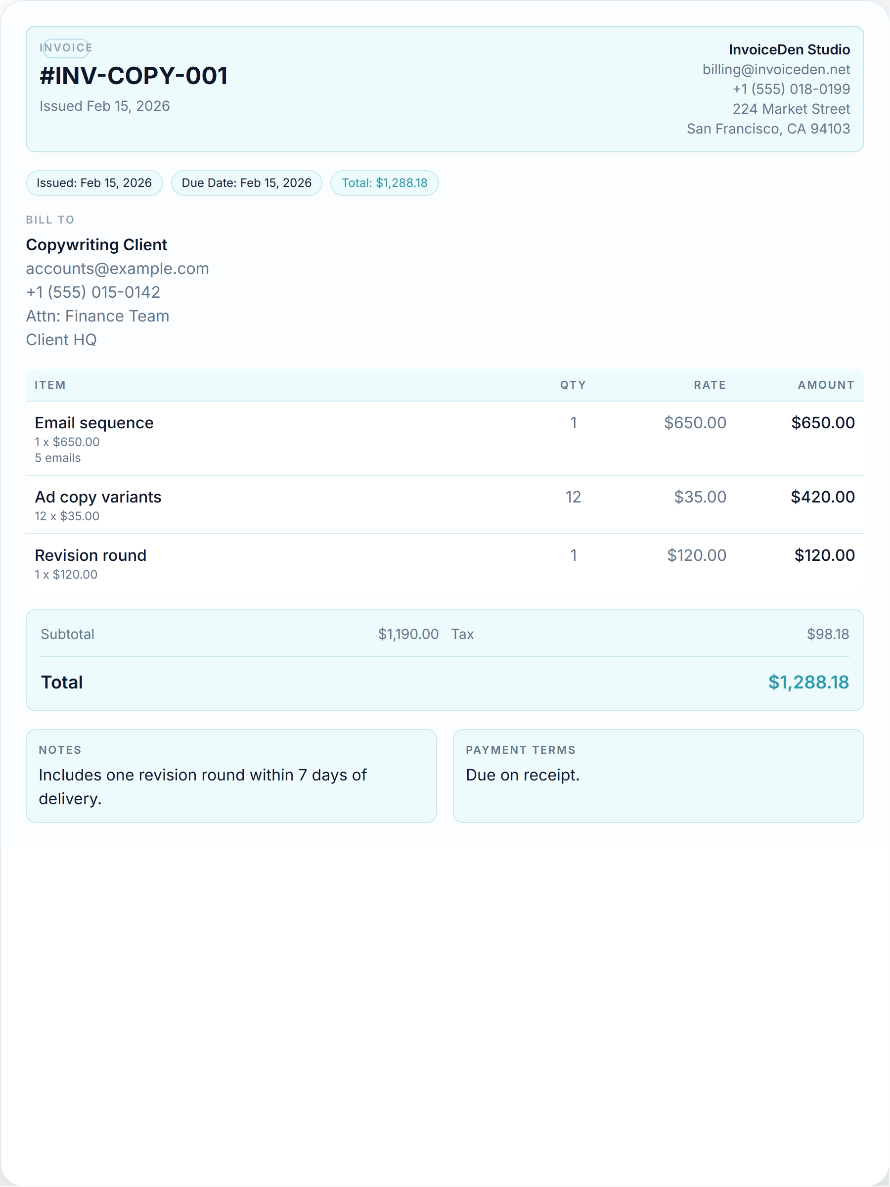Copywriting modern template preview