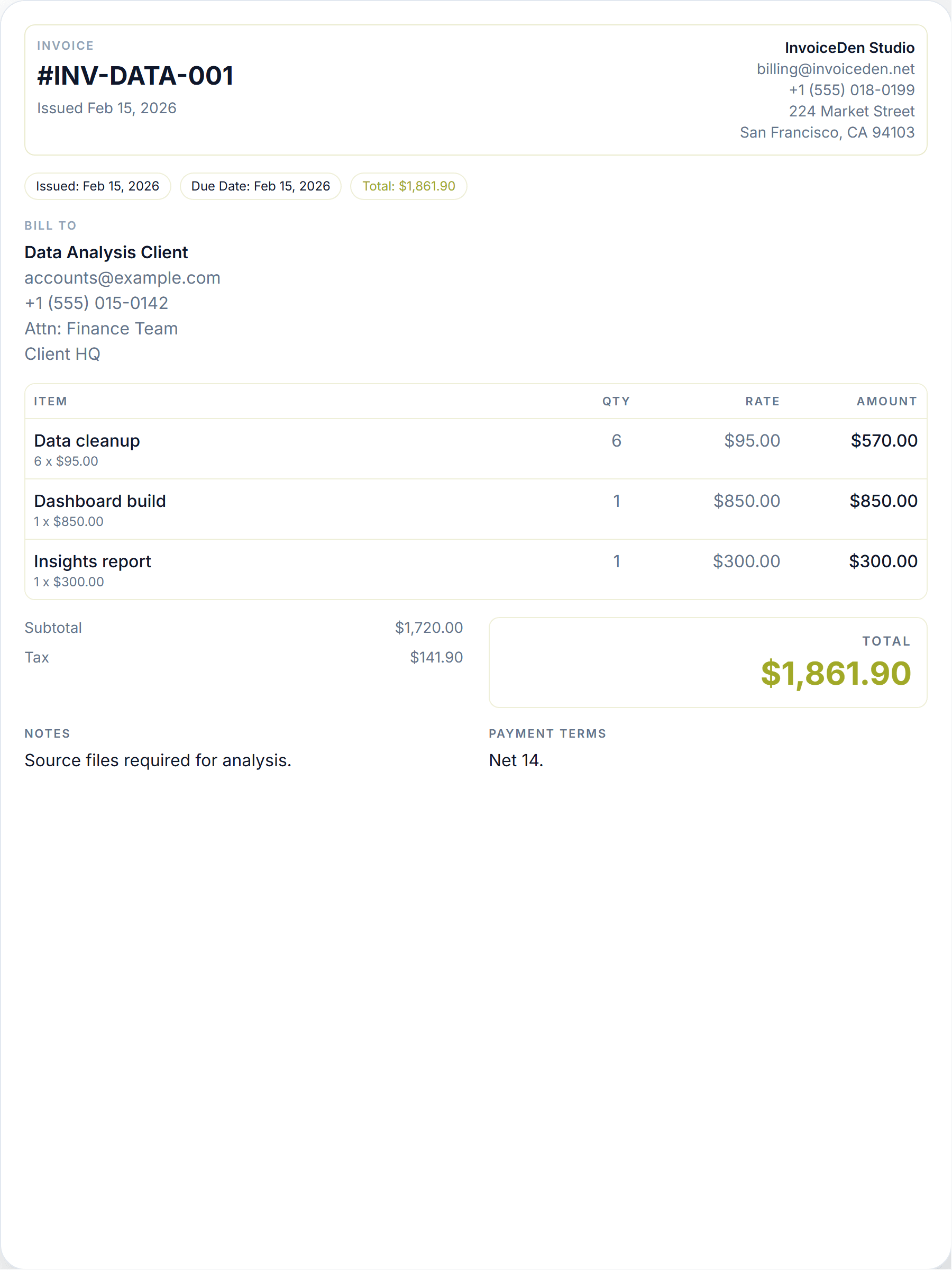 Data Analysis minimal template preview