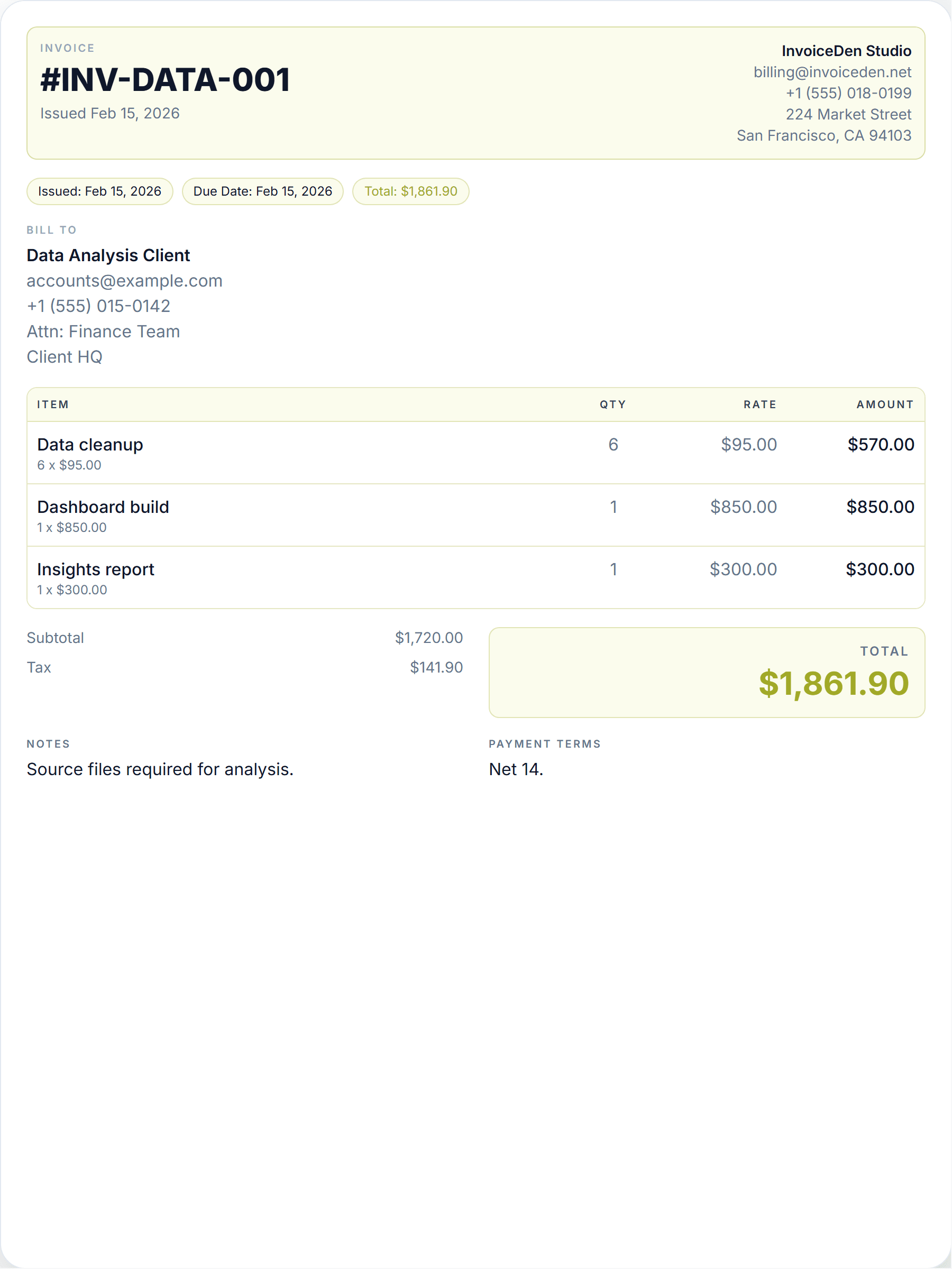 Data Analysis professional template preview