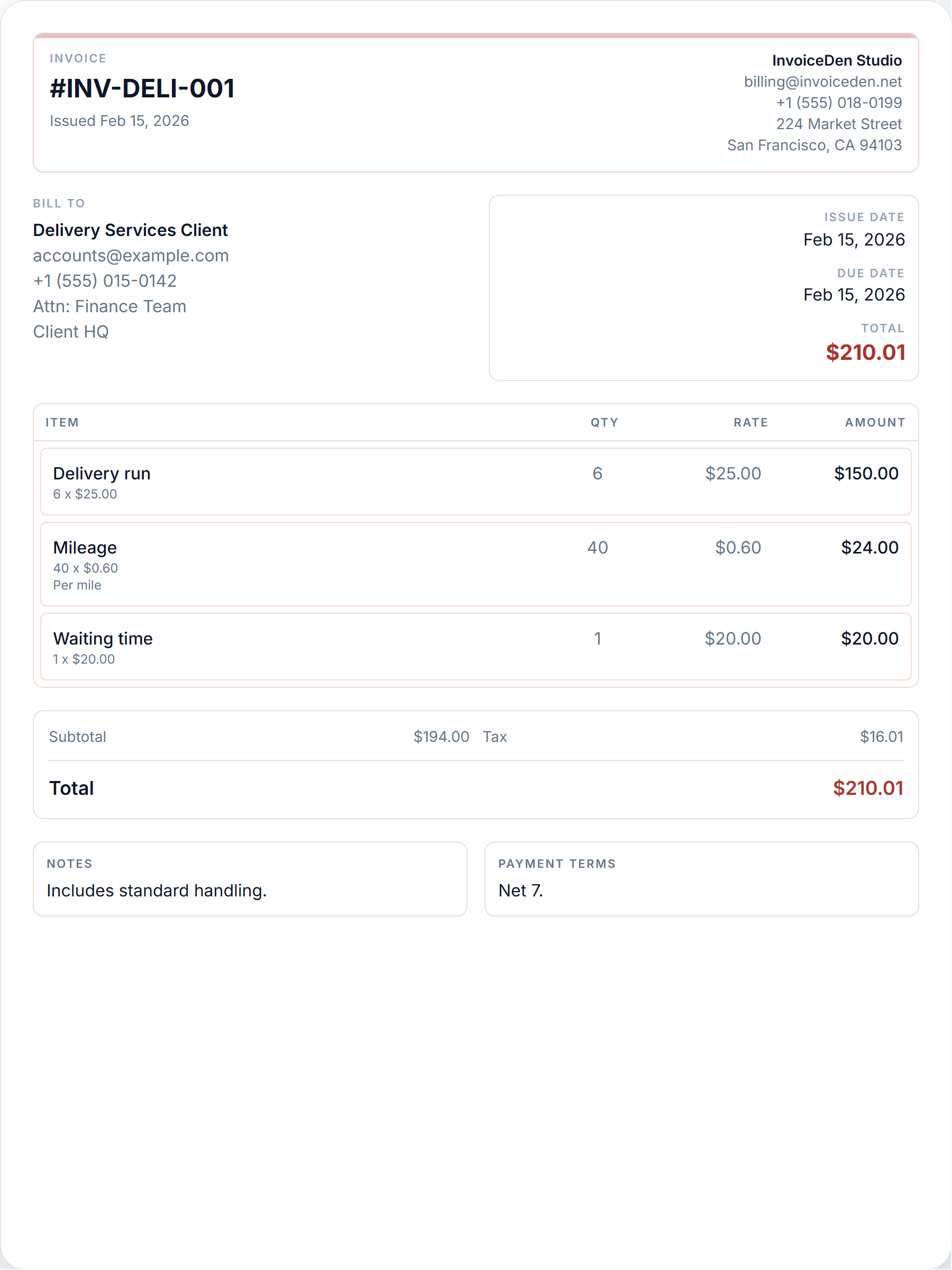 Delivery Services minimal template preview