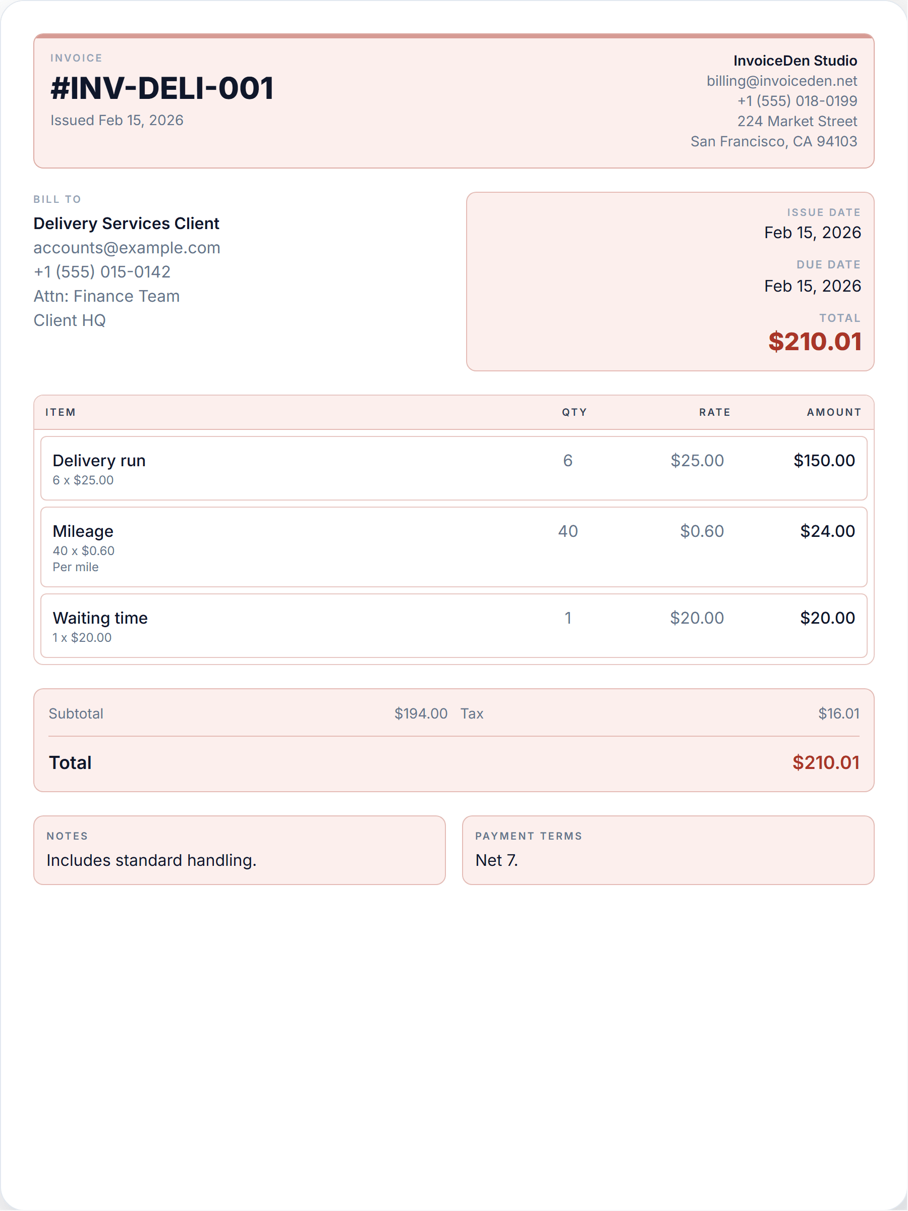 Delivery Services professional template preview
