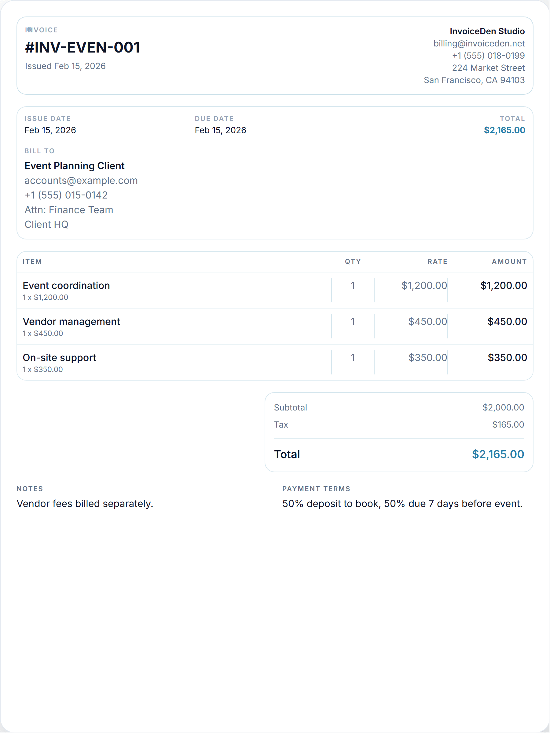Event Planning minimal template preview