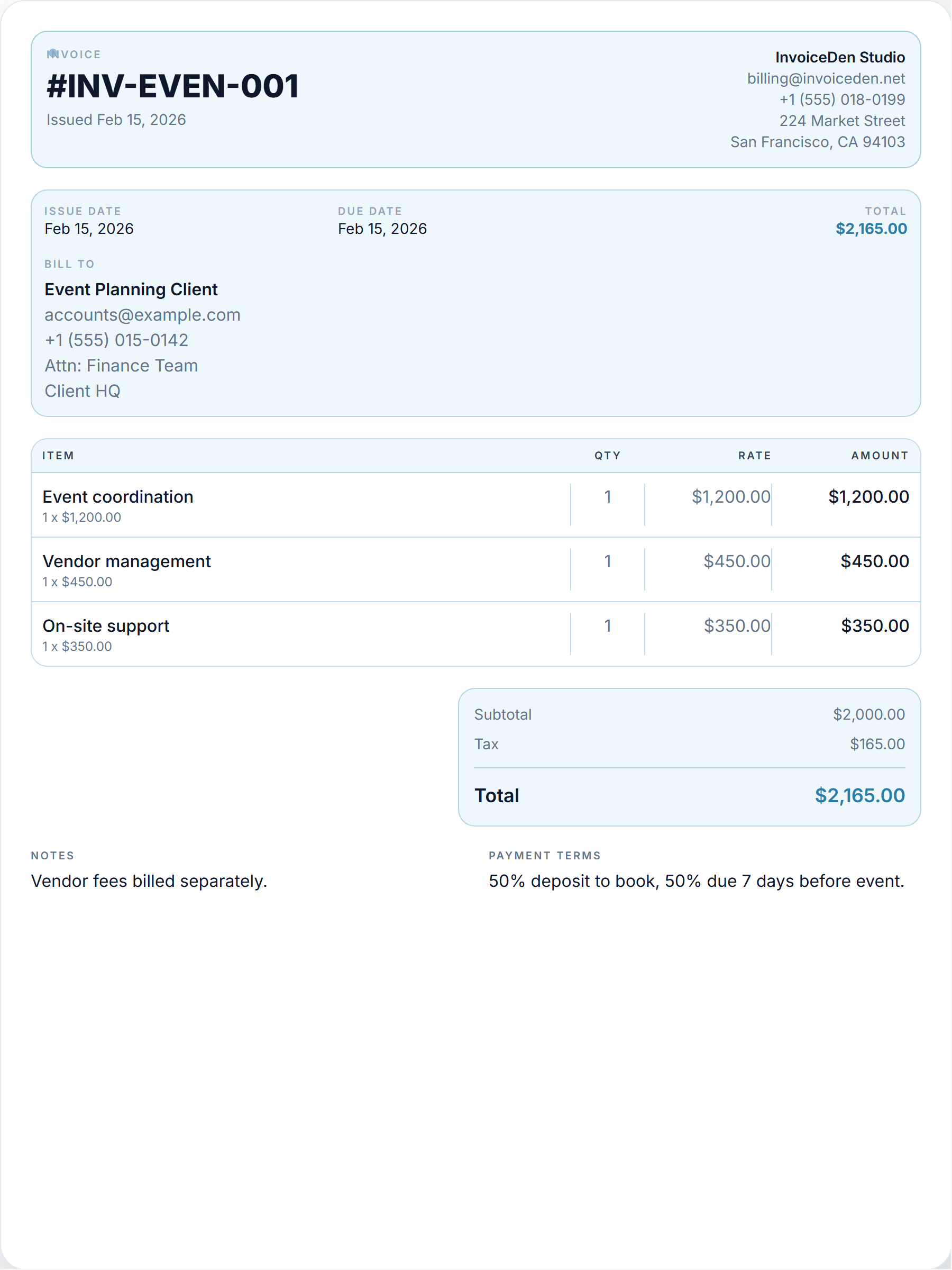 Event Planning professional template preview
