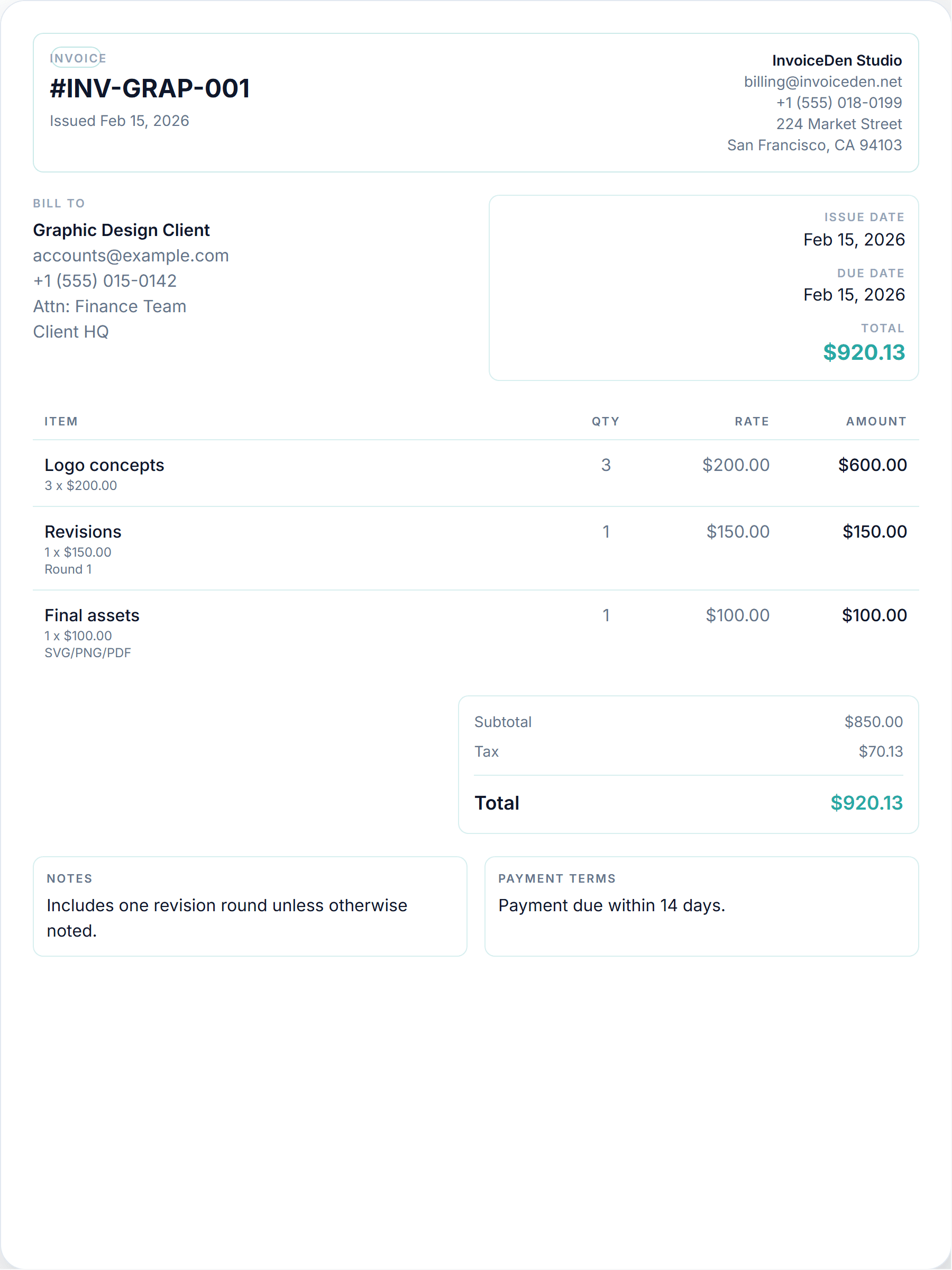 Graphic Design minimal template preview