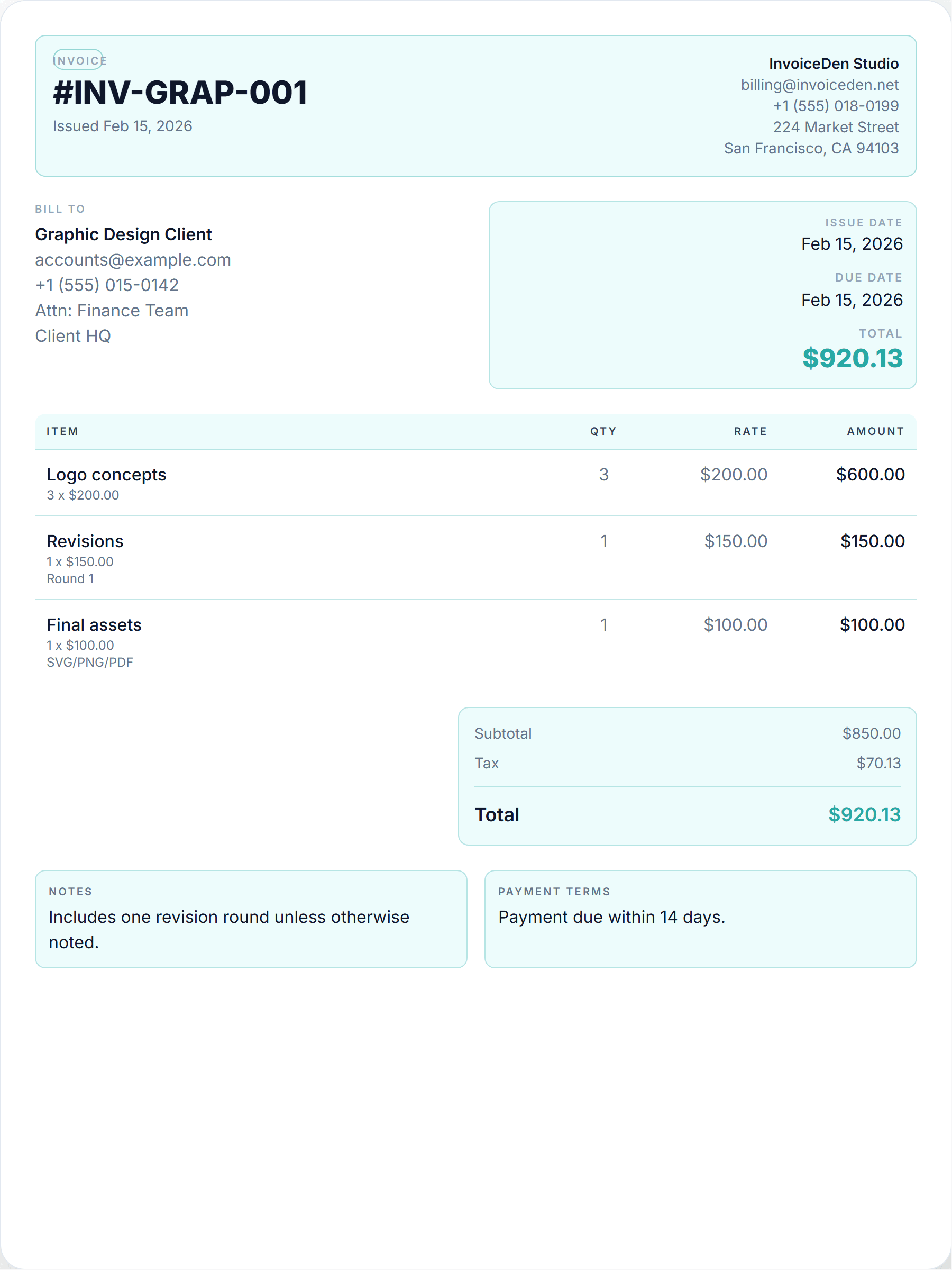 Graphic Design professional template preview