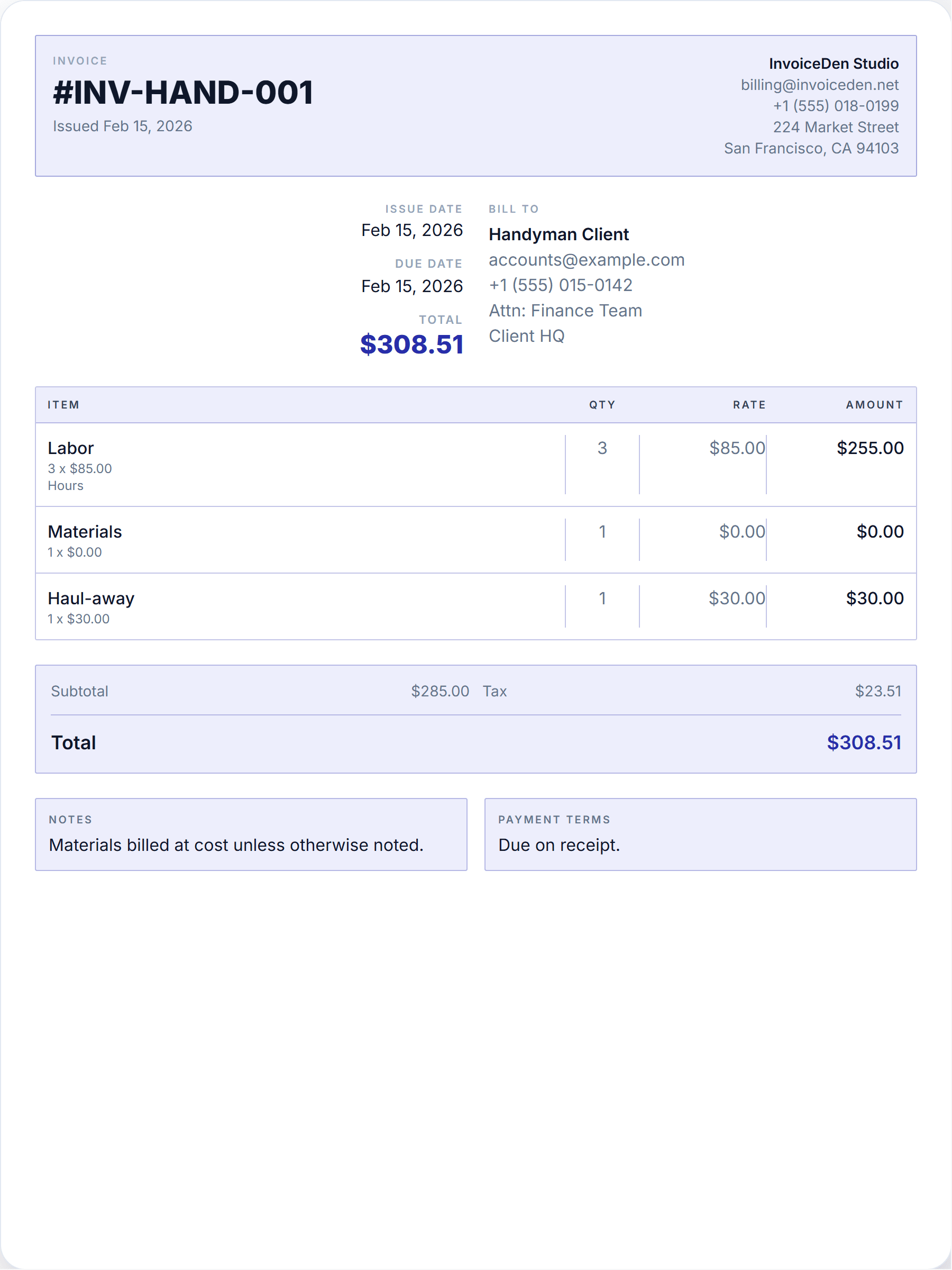 Handyman professional template preview