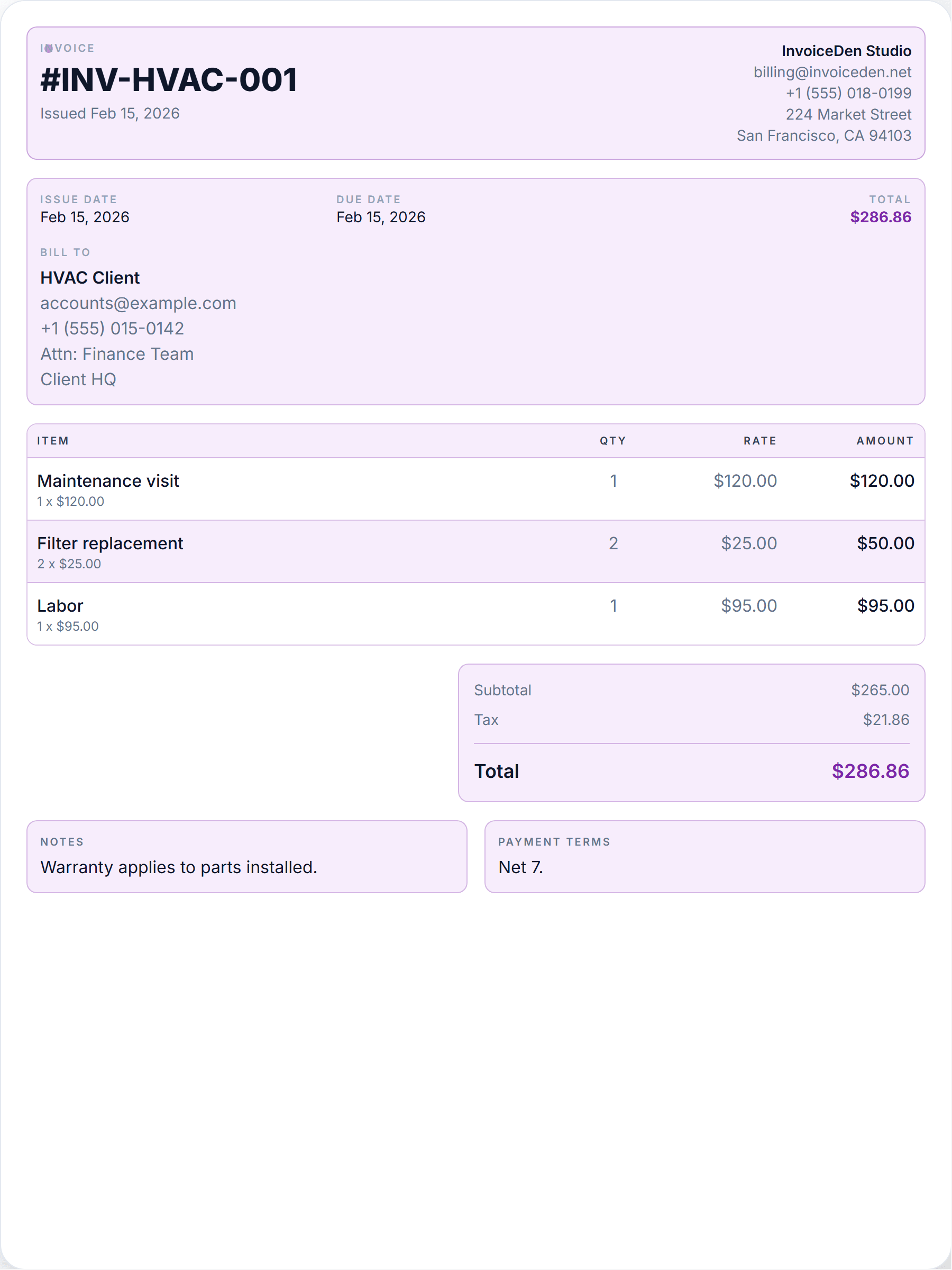 HVAC professional template preview