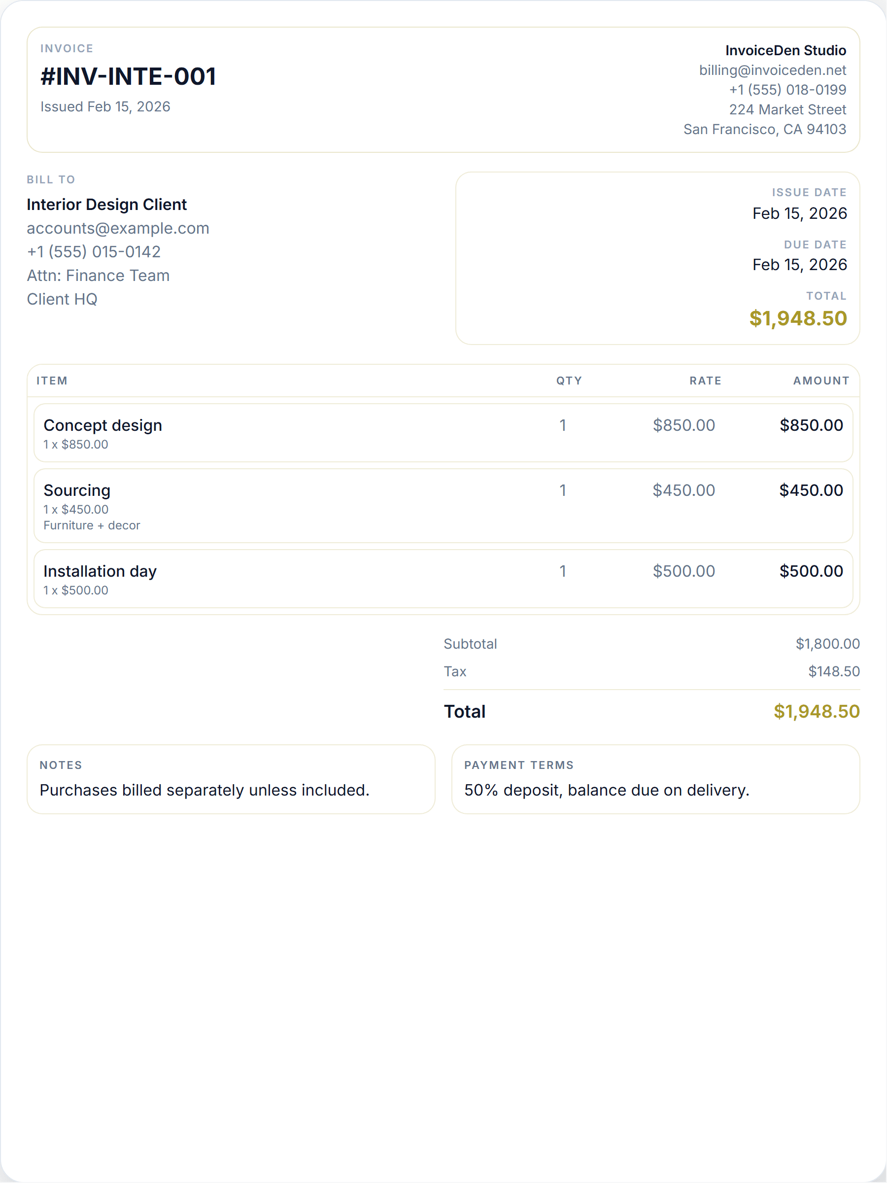 Interior Design minimal template preview