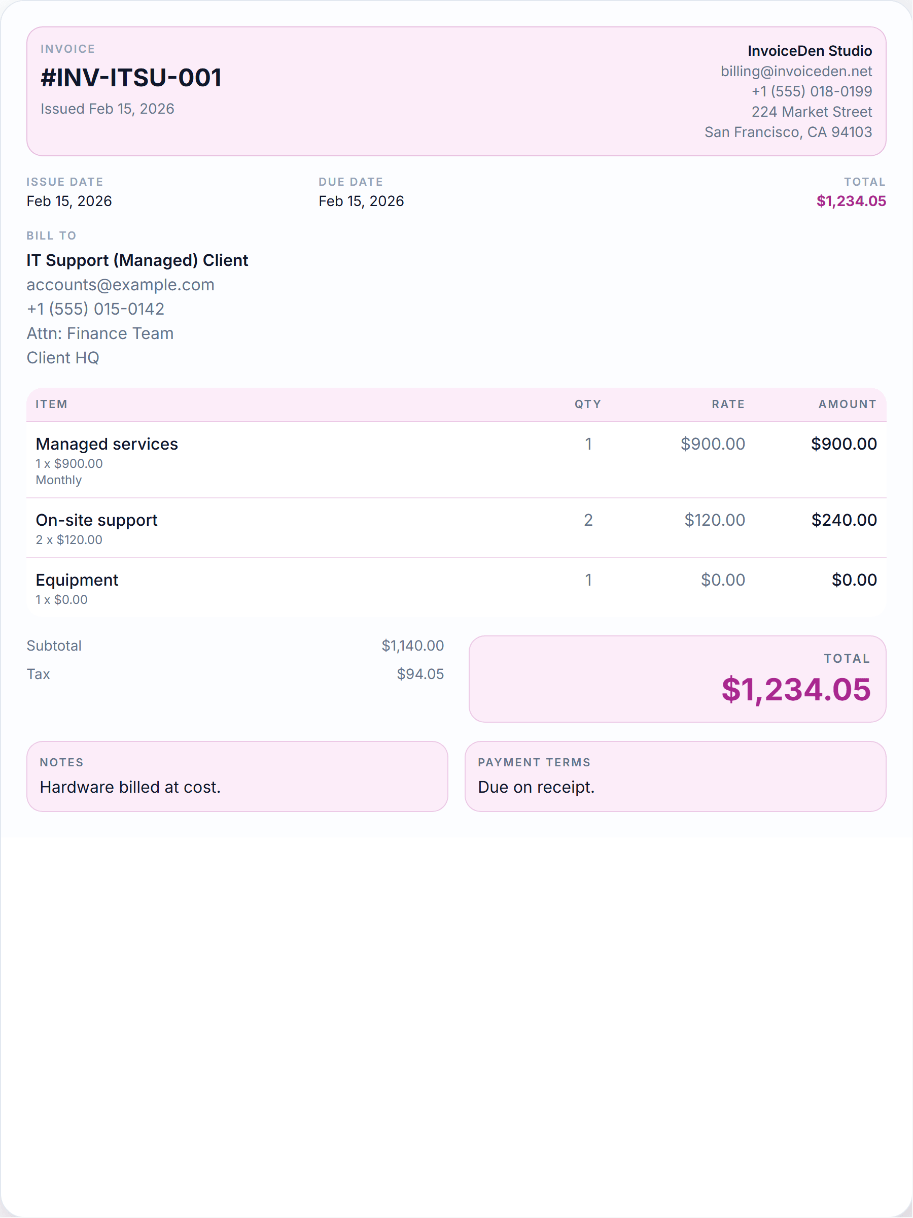 IT Support (Managed) modern template preview